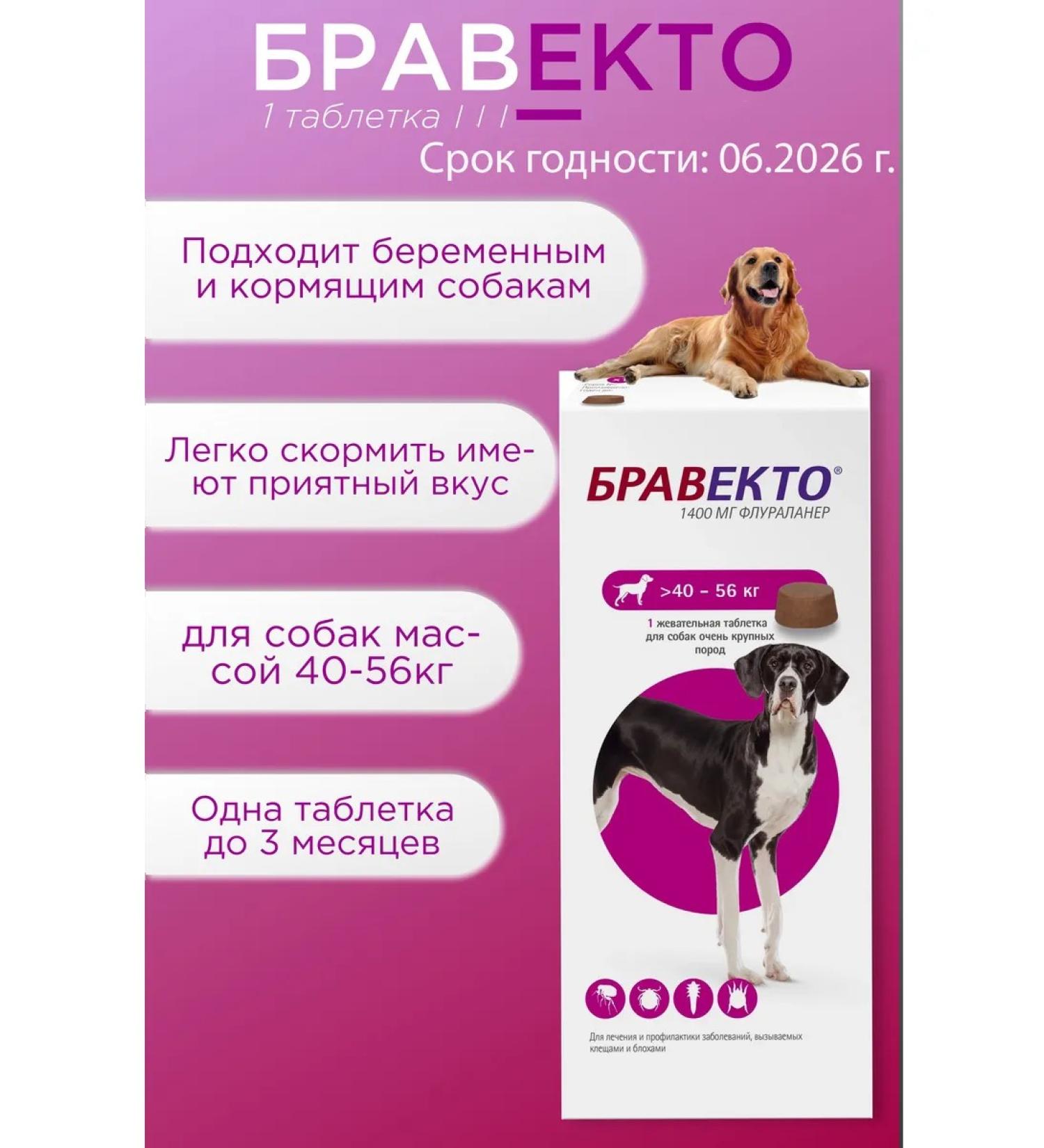 bravecto for dogs tablet 40-56 kg