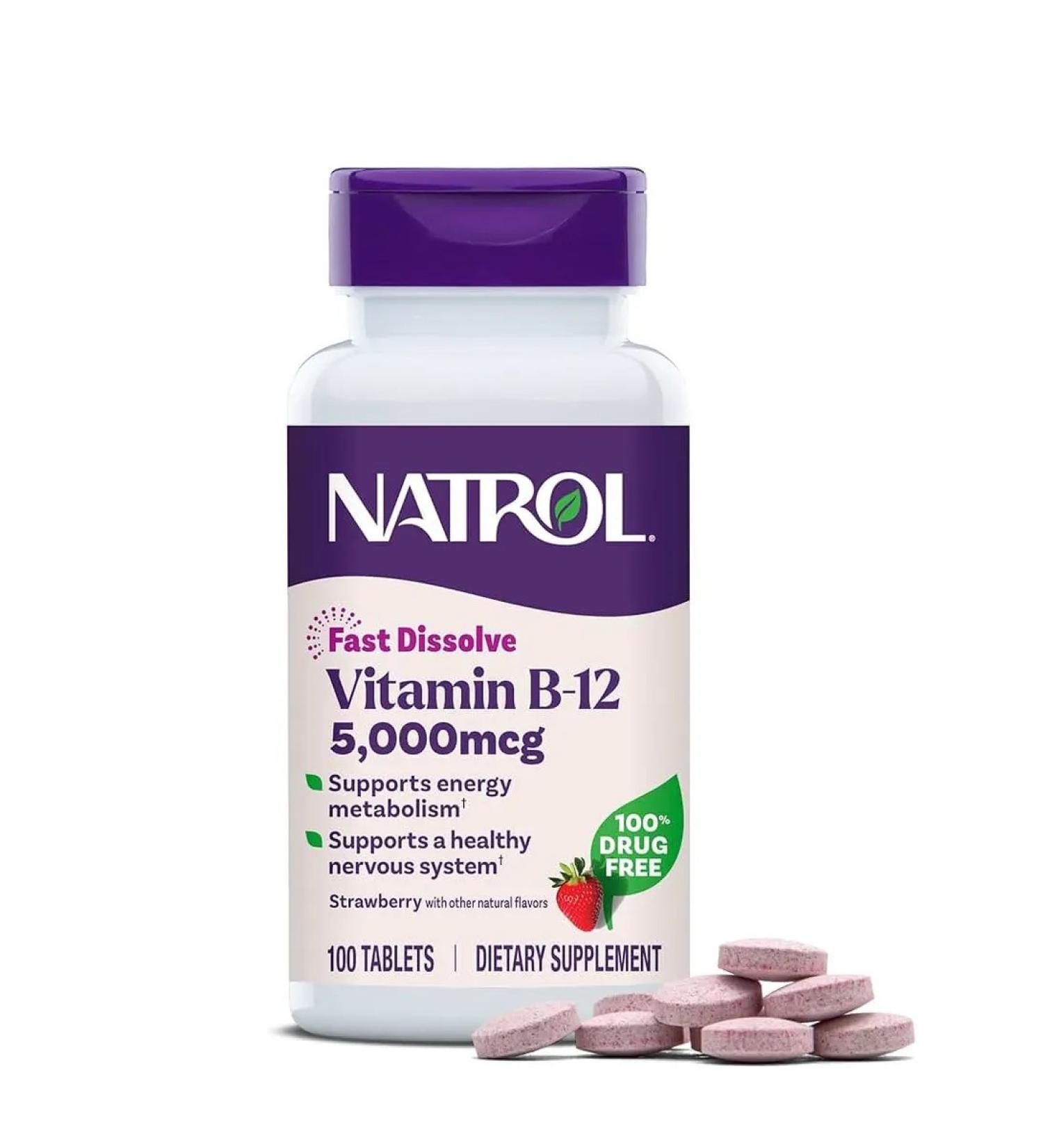 NATROL Vitamin B12 fast -and -detailed 5000 mcg 100 tablets