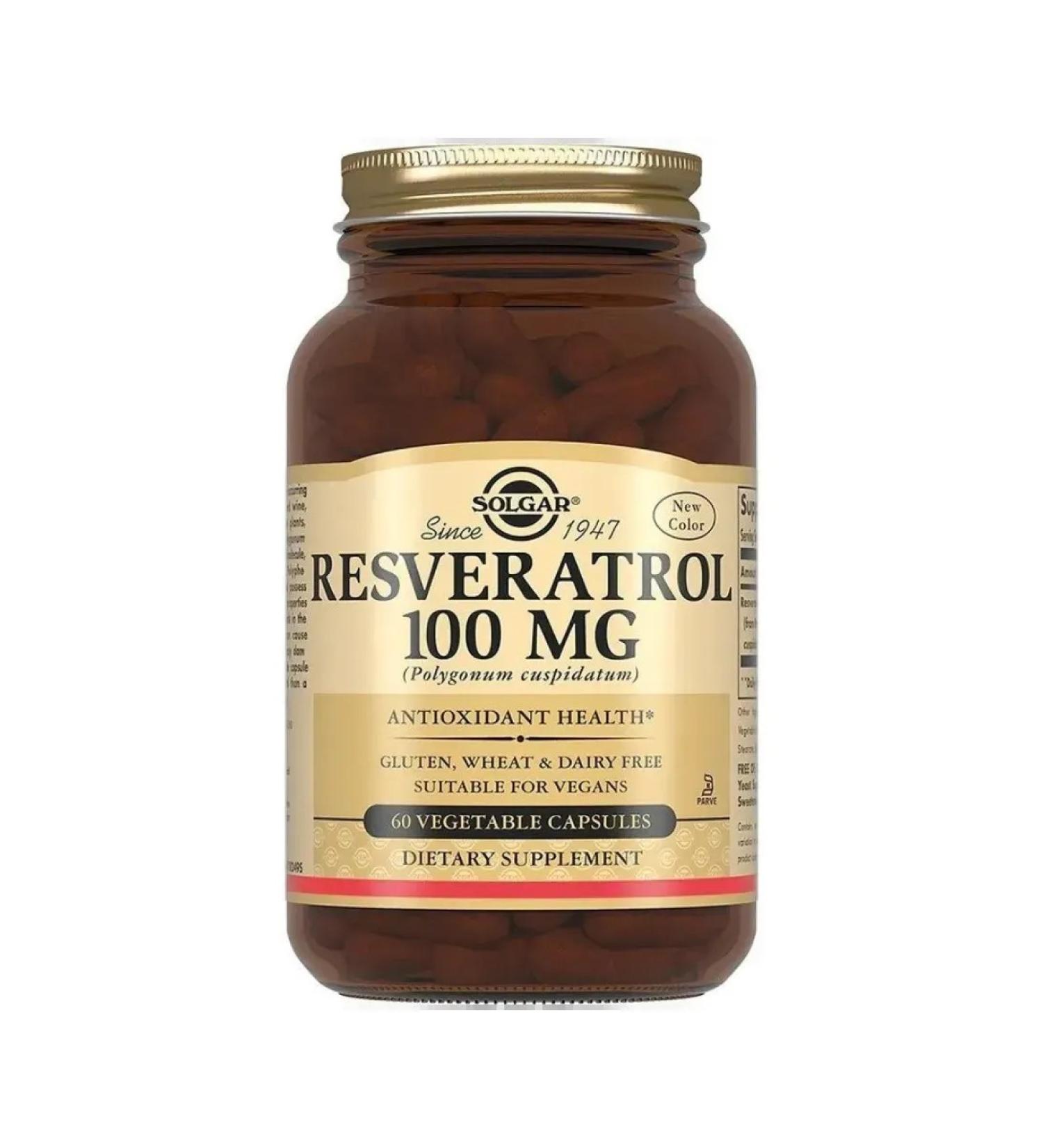 SOLGAR Resveratrol 100 Mg 60 capsules (775 mg)