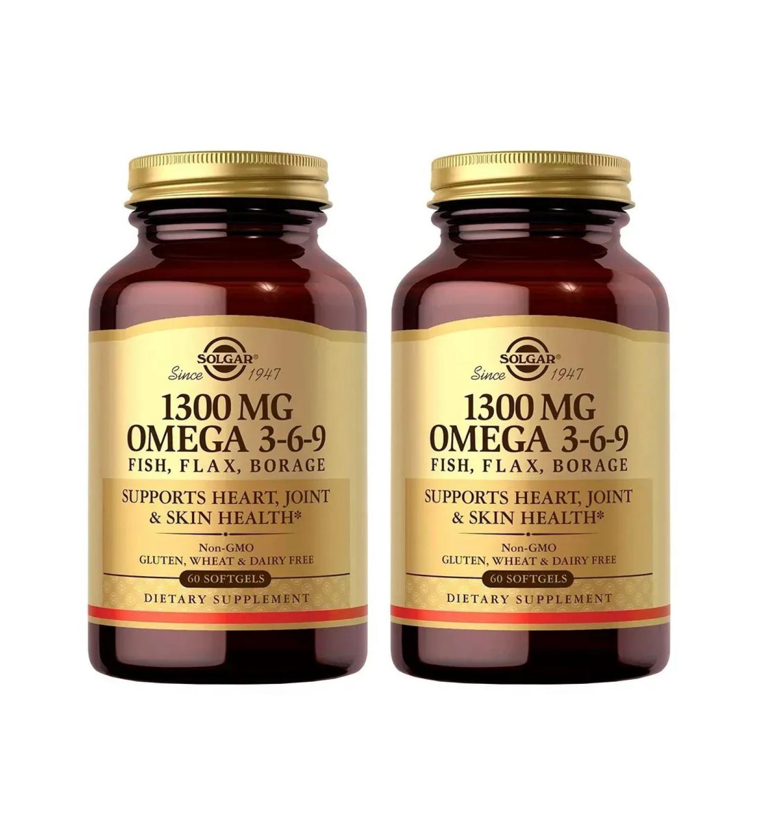 SOLGAR 1300 Mg Omega 3-6-9 60 capsules (1776 mg) x 2 units - Buy Online on GoSupps.com