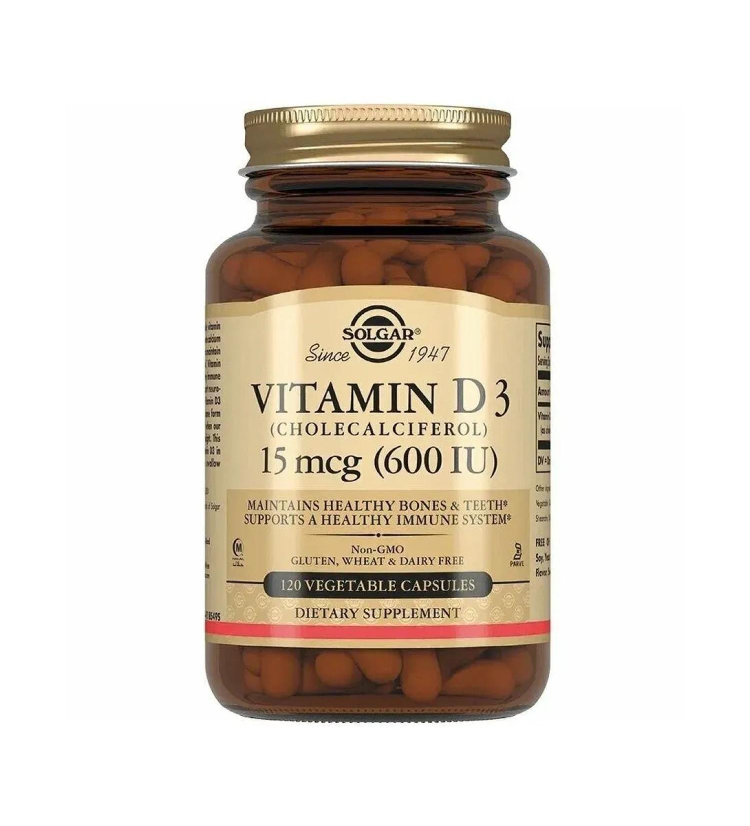 SOLGAR Vitamin D3 600 ME 120 capsules (240 mg)