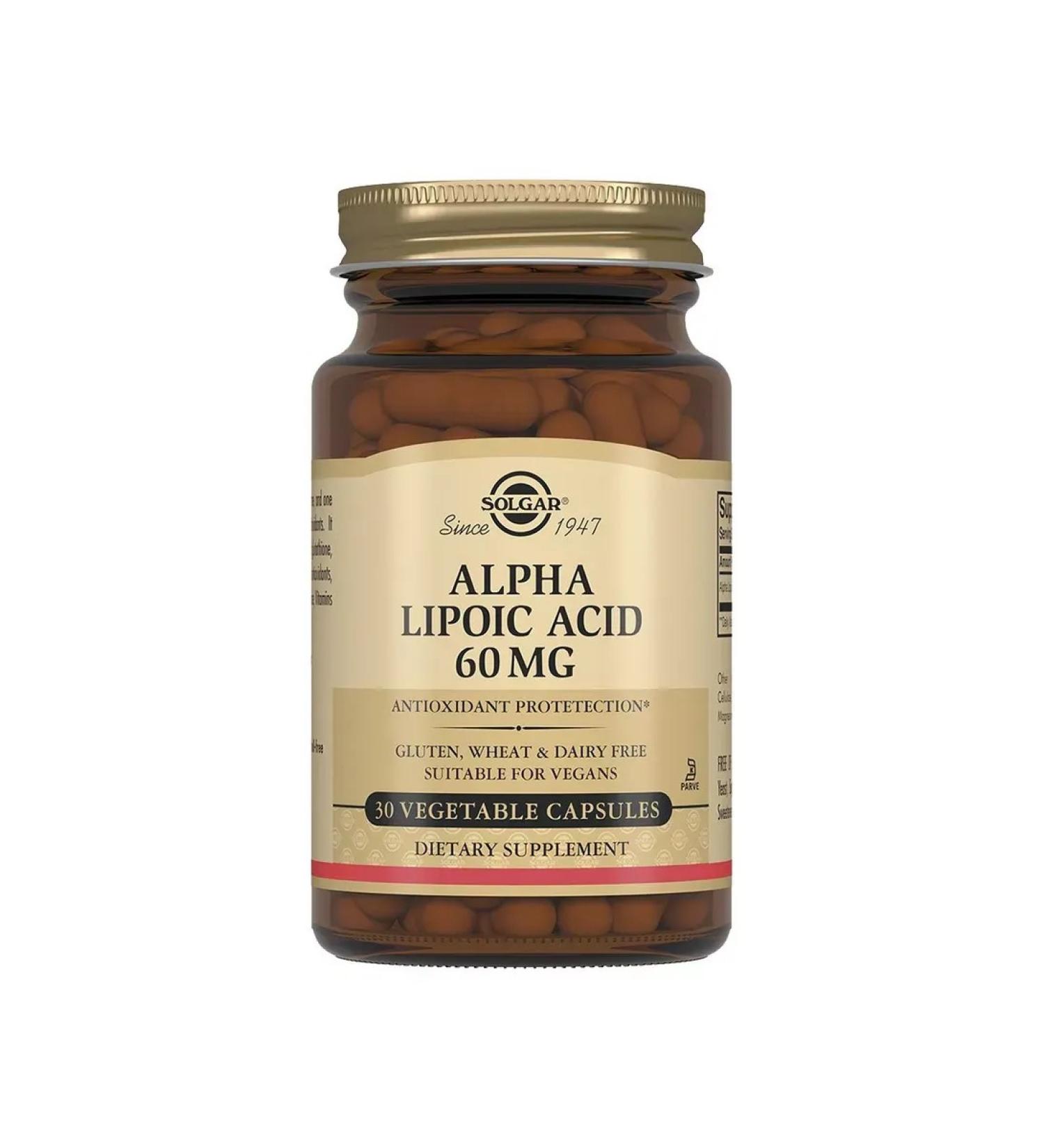 Solgar alpha-lipoic acid 60 mg 30 caps (500 mg) - Buy Online on GoSupps.com