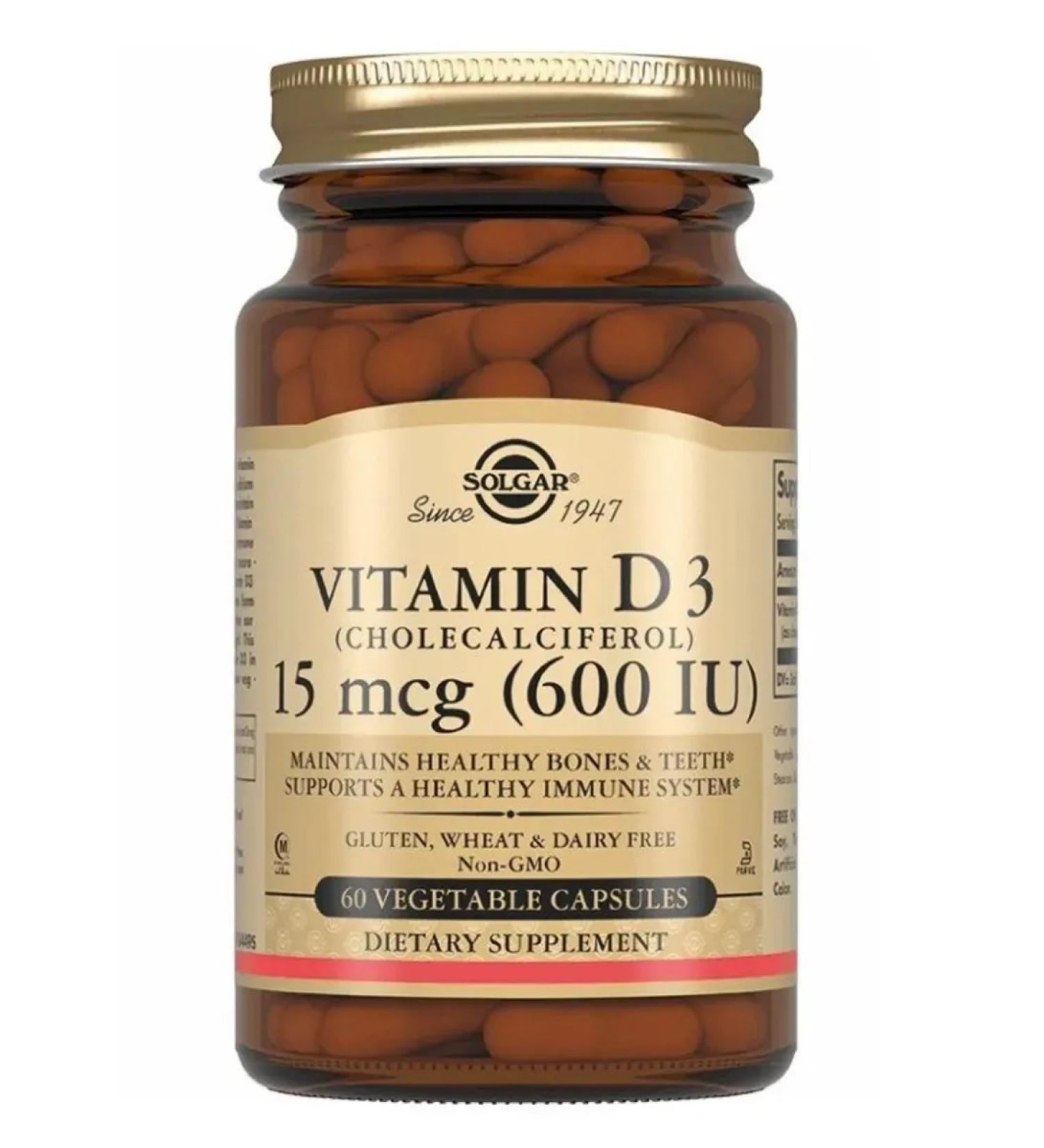 SOLGAR Vitamin D3 600 ME 60 capsules (240 mg)