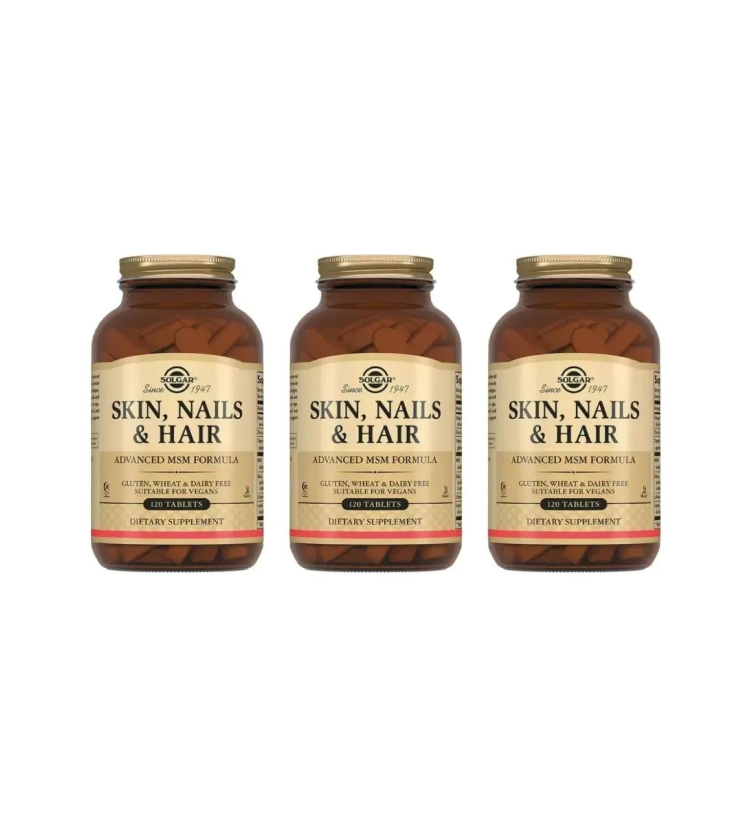 SOLGAR Skin Nails & Hair 120 tablets (1397 mg) x 3 units - Buy Online on GoSupps.com