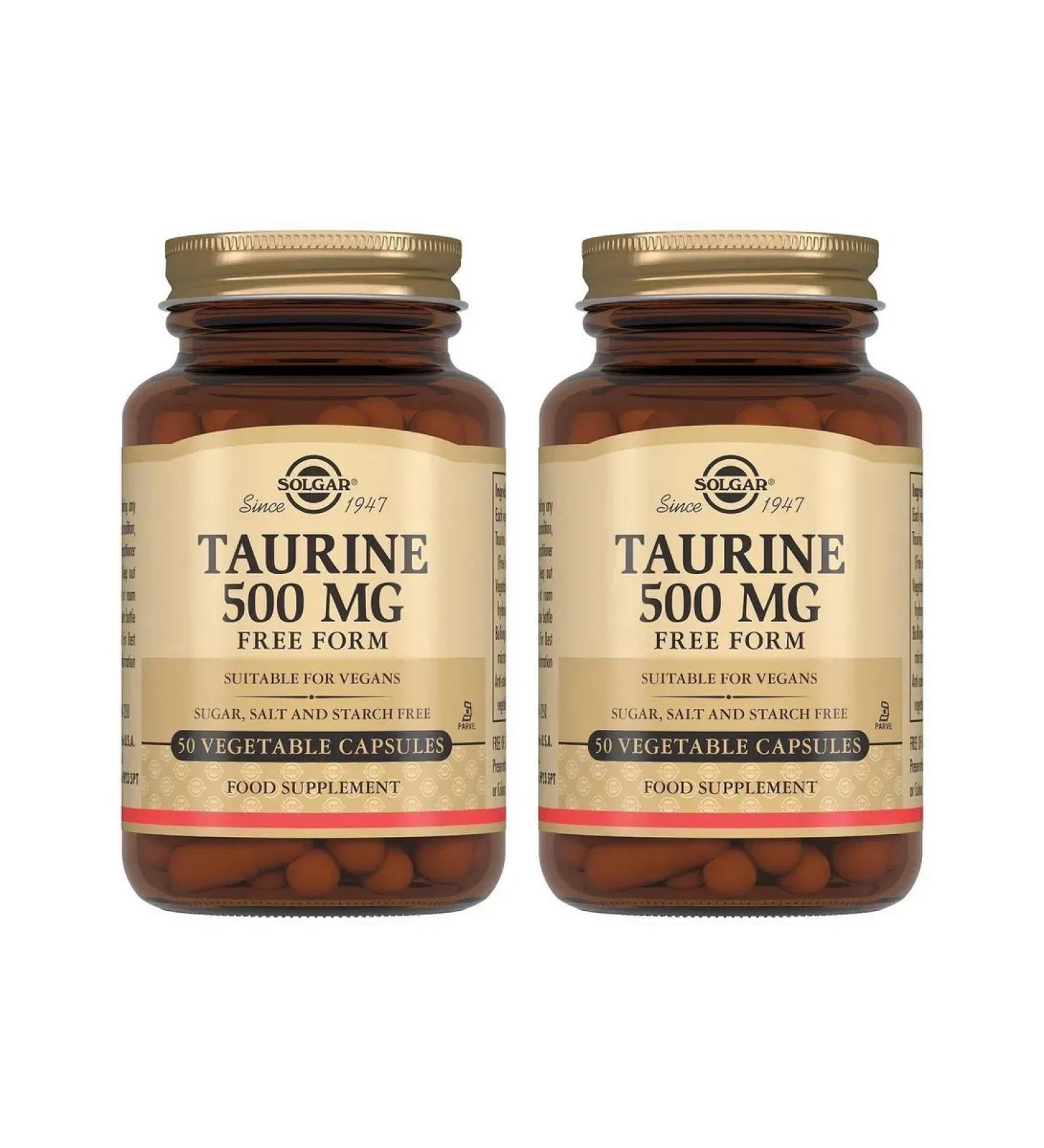 Solgar Taurin 500 mg 50 caps (685 mg) x 2 un - Buy Online on GoSupps.com