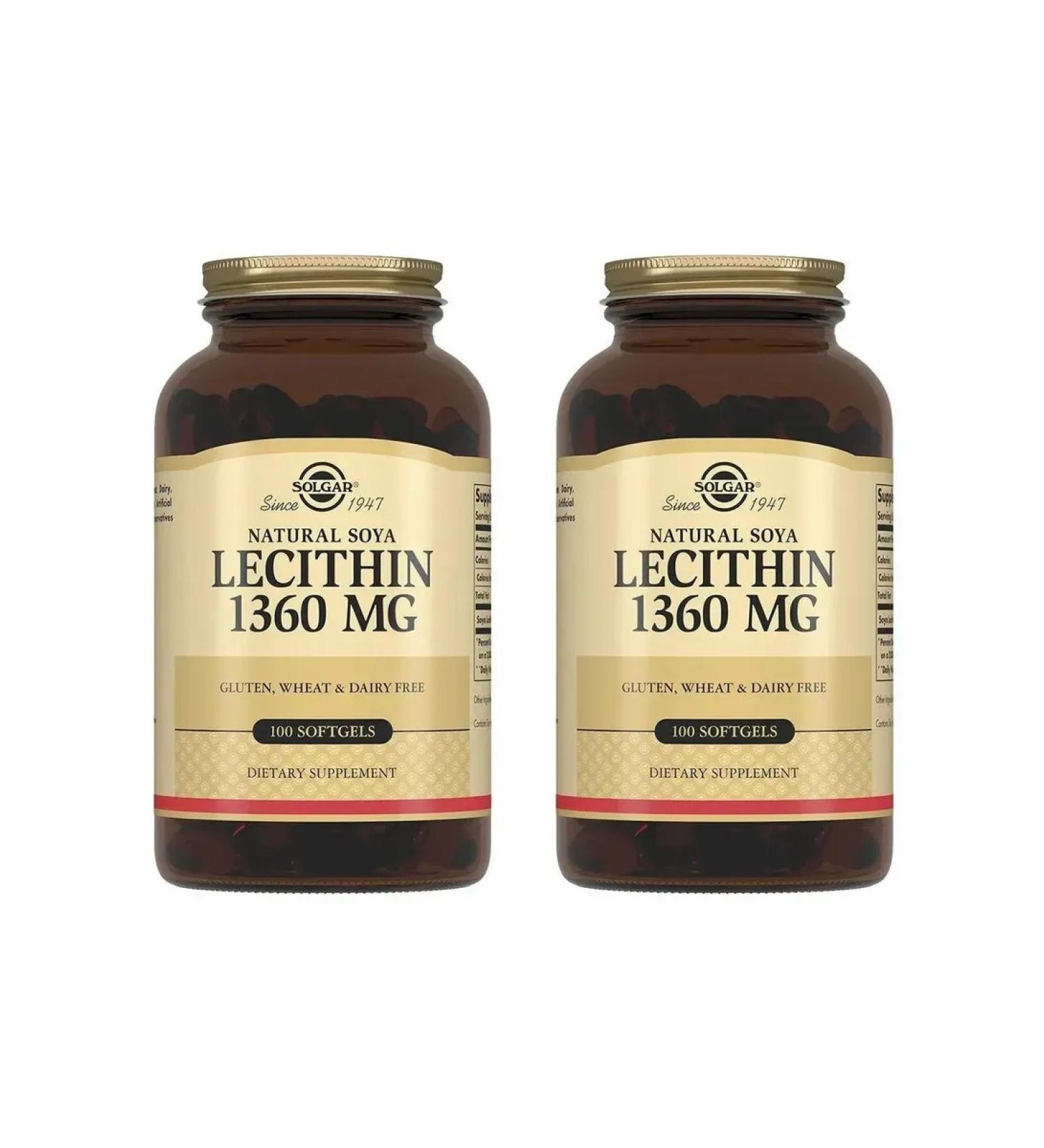 SOLGAR Lecithin 1360 mg 100 capsules (1930 mg) x 2 units