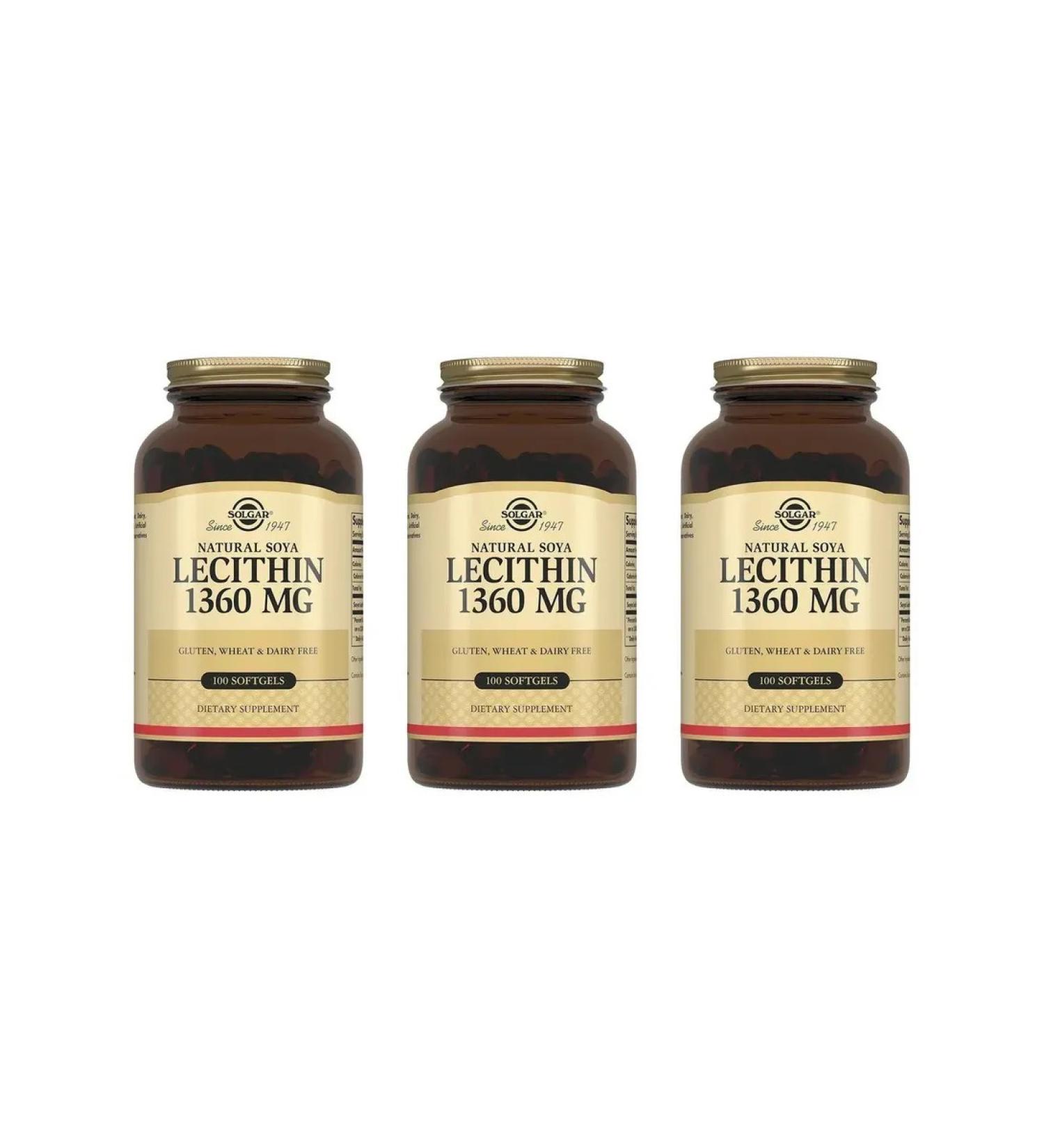 SOLGAR Lecithin 1360 mg 100 capsules (1930 mg) x 3 units