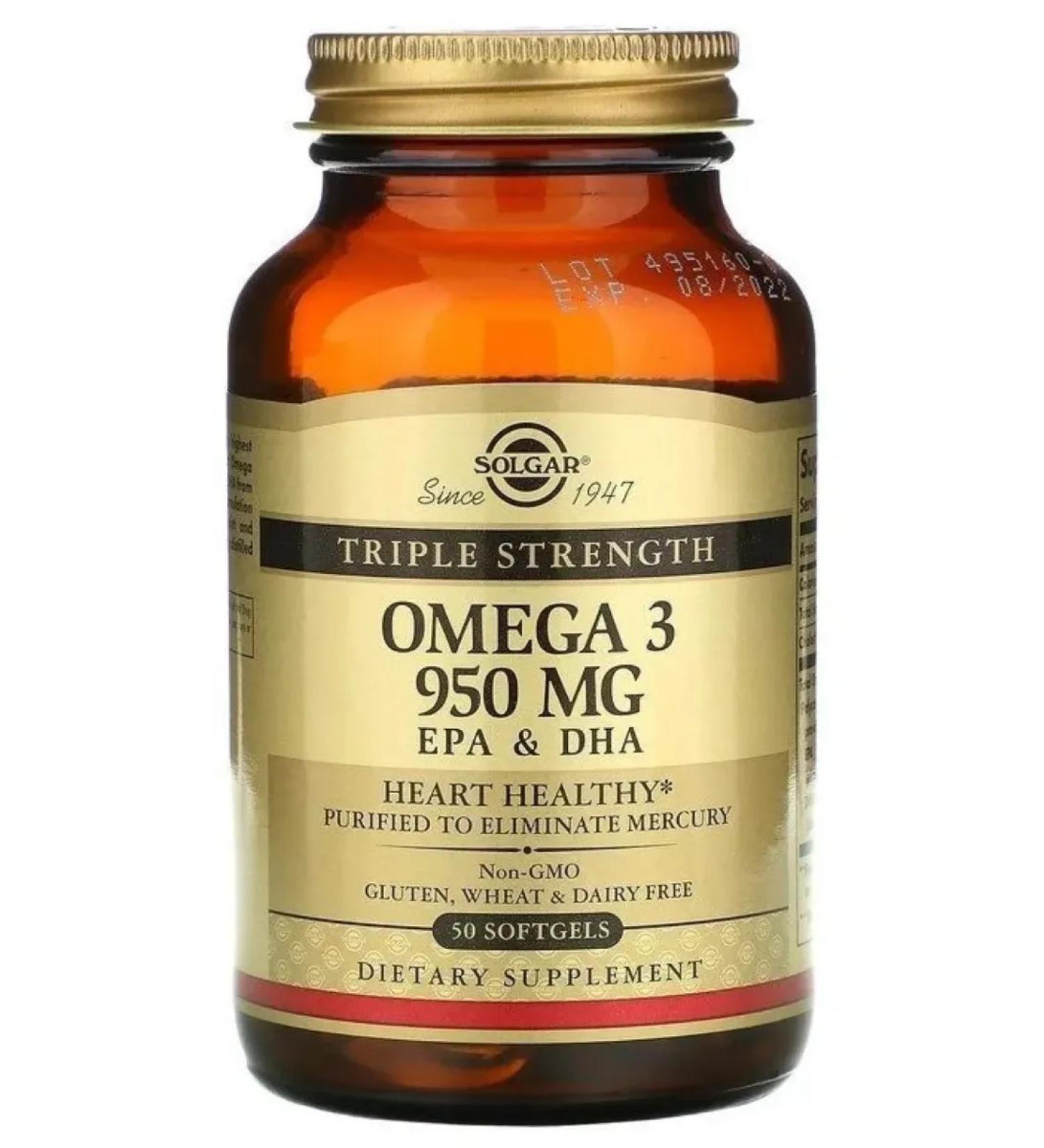 SOLGAR Omega-3 950 Mg ERA & DHA 50 capsules (1950 mg) - Buy Online on GoSupps.com