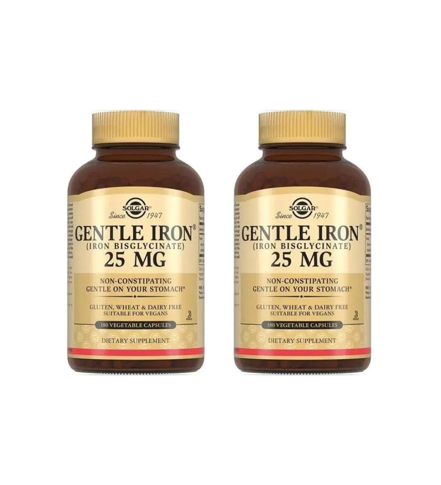 SOLGAR Gentle Iron 180 capsules (475 mg) x 2 U