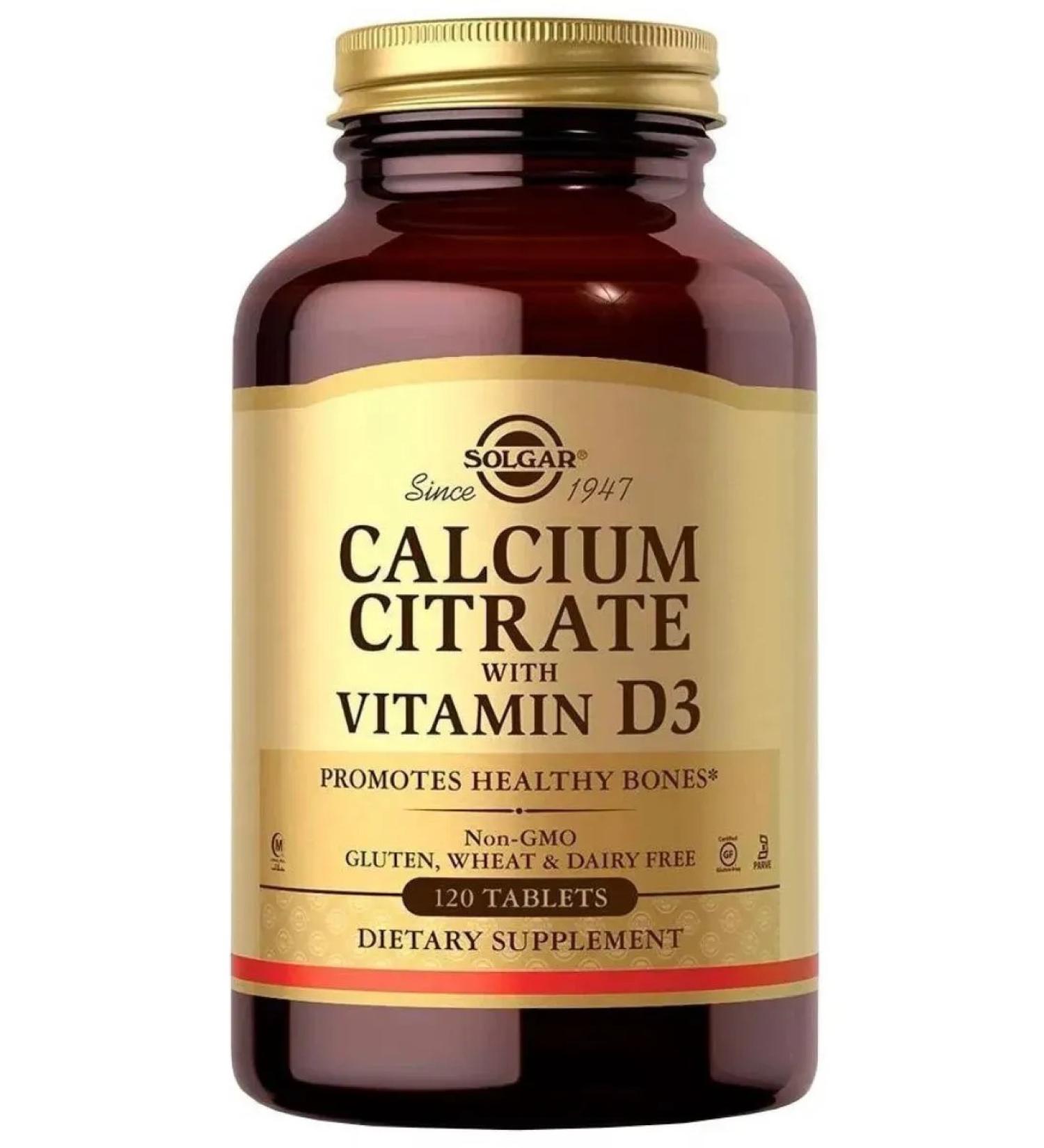 SOLGAR Calcium Citrate with Vitamin D3 120 tab (1602 mg)