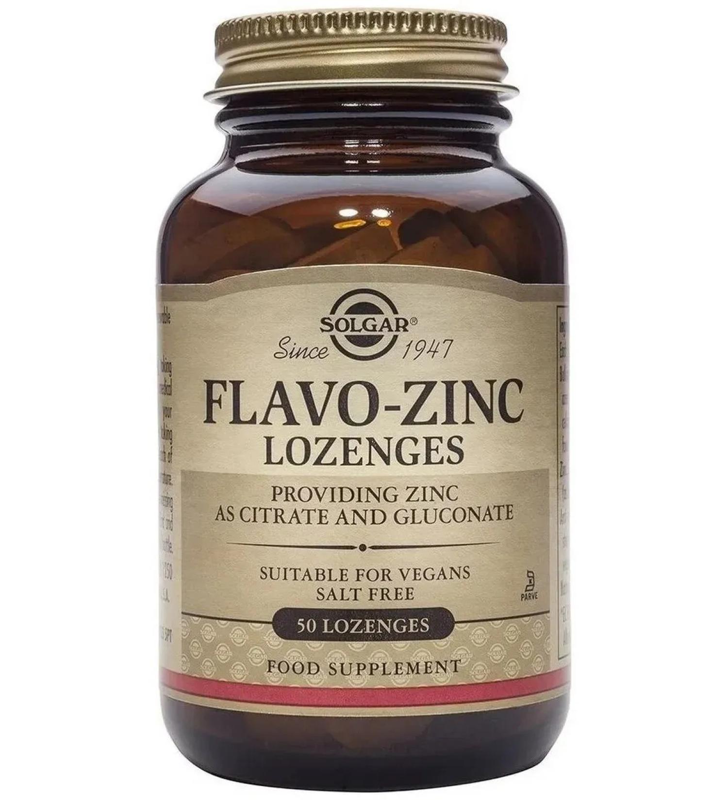 SOLGAR Flavo-Zinc lozenges (flavo-zink) 50 loafers (1300 mg) - Buy Online on GoSupps.com