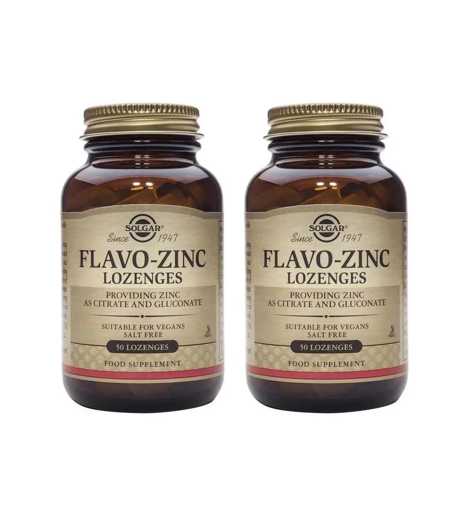 SOLGAR Flavo-Zinc Lozenges 50 loafers (1300 mg) x 2 units - Buy Online on GoSupps.com