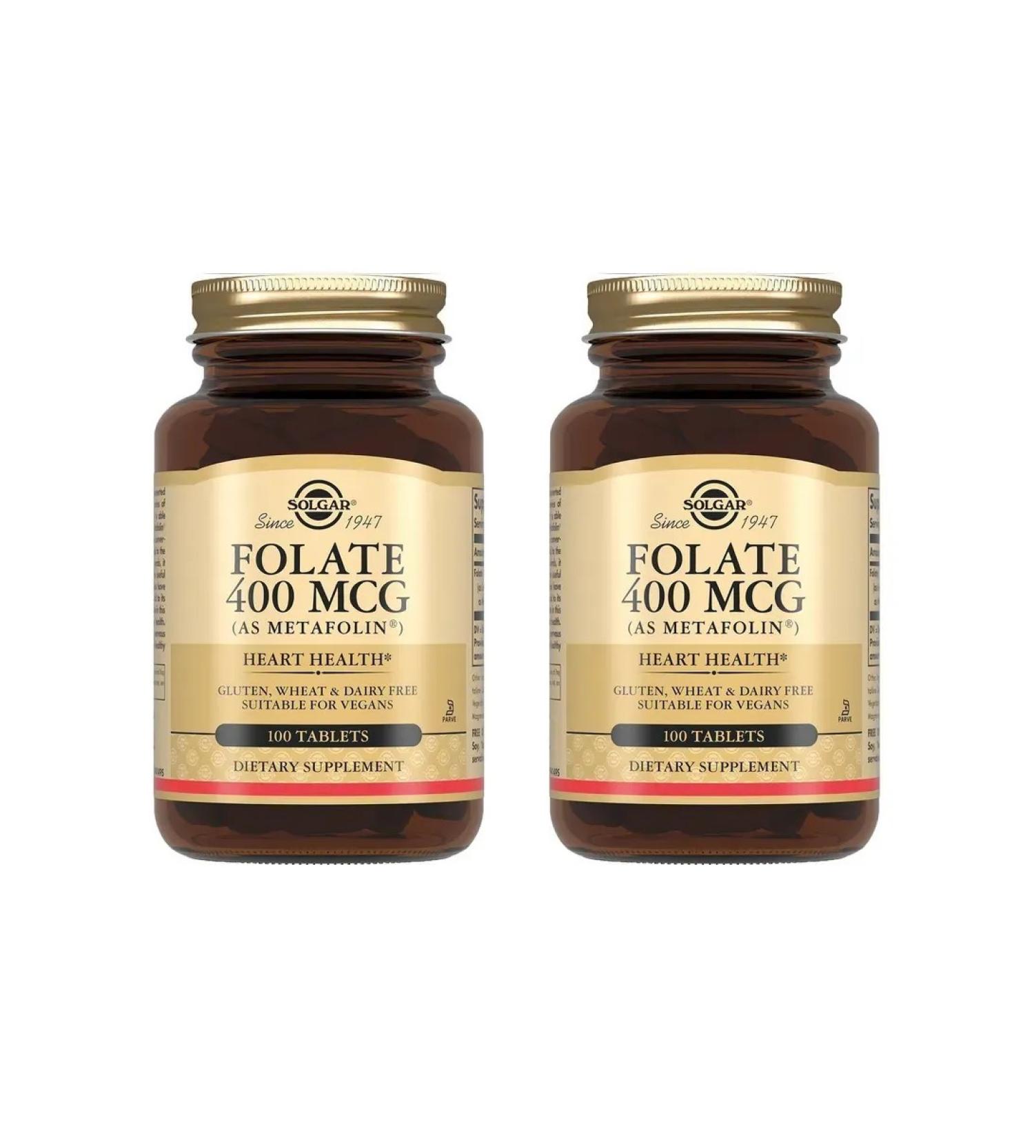 SOLGAR FOLATE 400 MCG Metafolin 100 tablets (250 mg) x 2 units