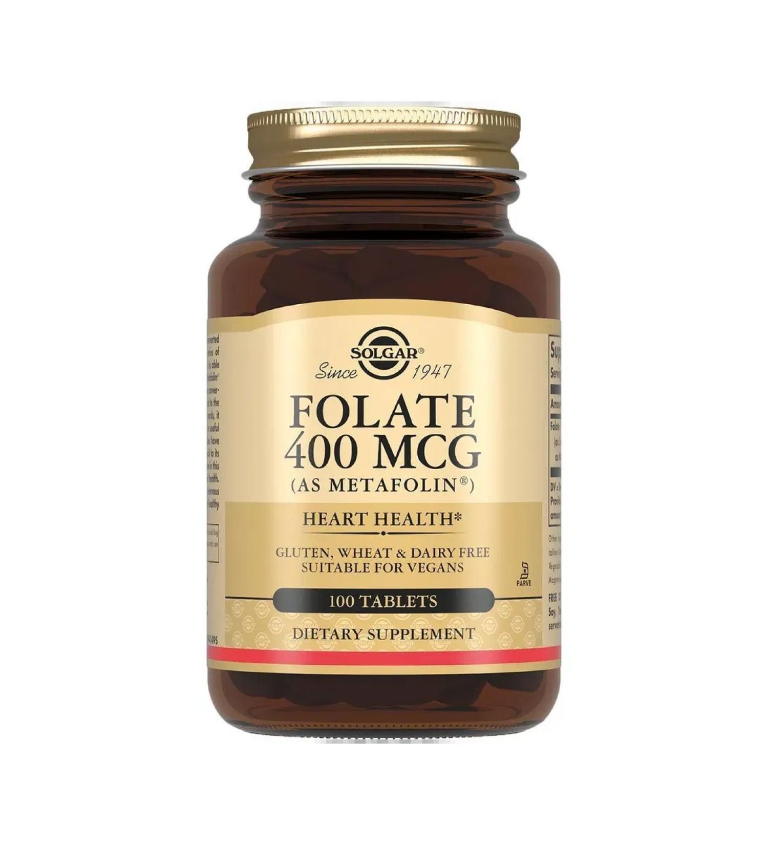 SOLGAR FOLATE 400 MCG Metafolin 100 tablets (250 mg) x 3 units - Buy Online on GoSupps.com