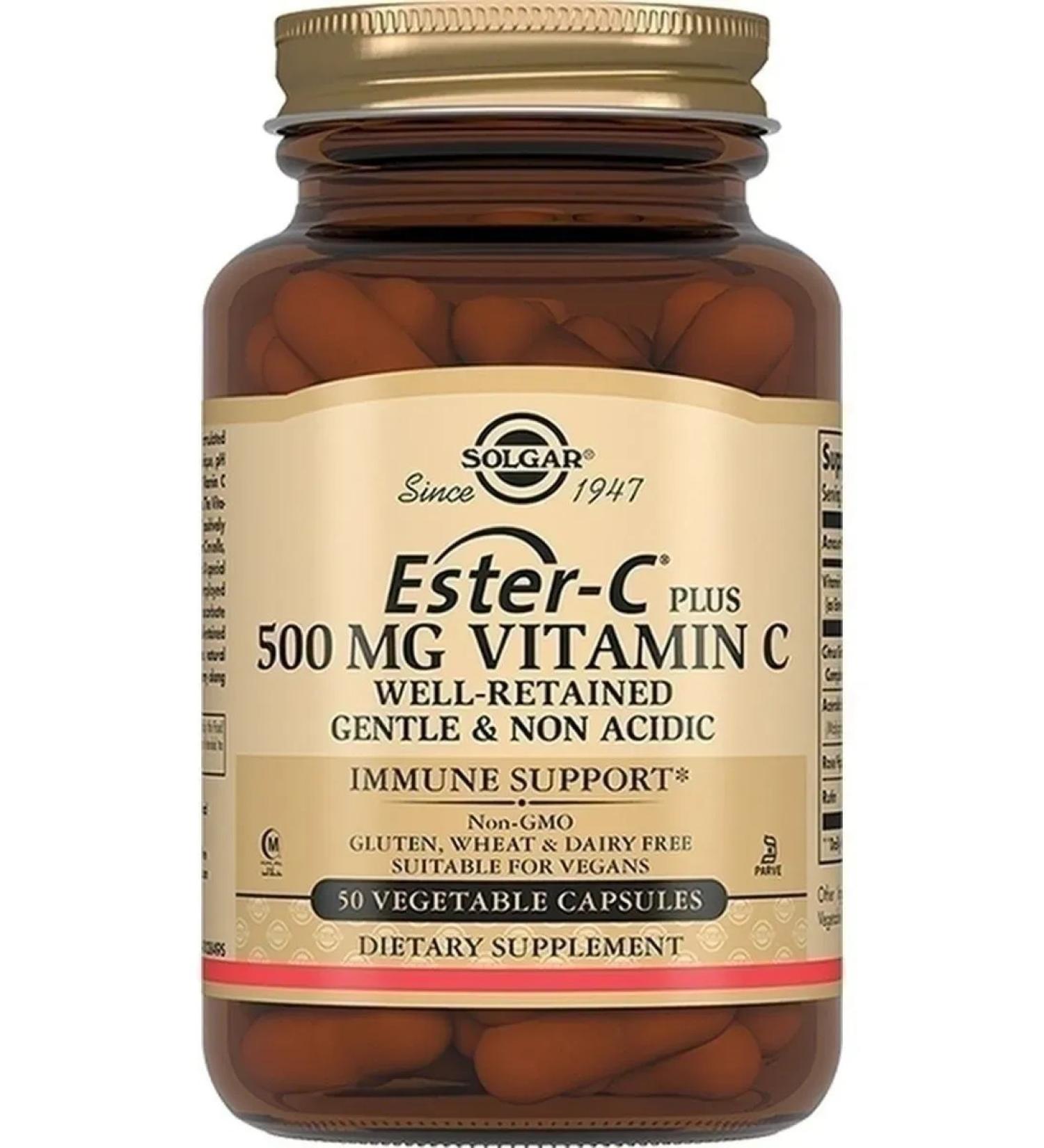 SOLGAR Esther-S Plus vitamin C 500 mg 50 capsules (840 mg)