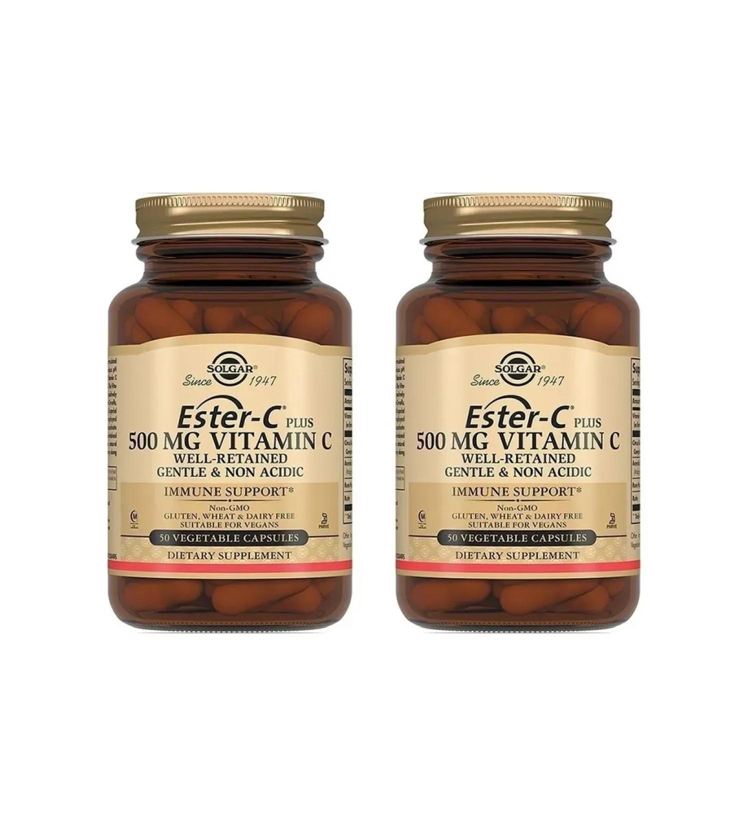 SOLGAR Esther-S Plus vitamin C 500 mg 50 capsules (840 mg) x 2 un
