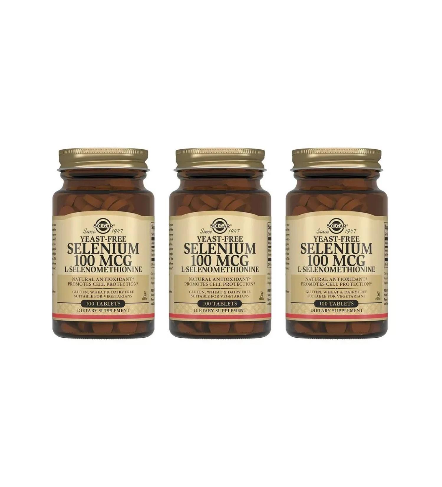 SOLGAR Selenium 100 MCG (Selenium 100 MCG) 100 tablets (457mg) x 3 - Buy Online on GoSupps.com