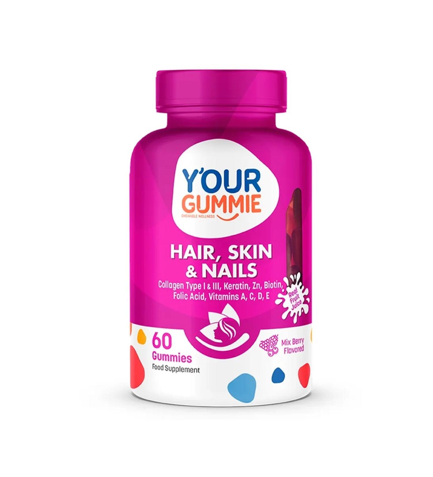 YOUR GUMMIE Vitamins for hair skin and nails. 60 pcs. T rkiye - Buy Online on GoSupps.com