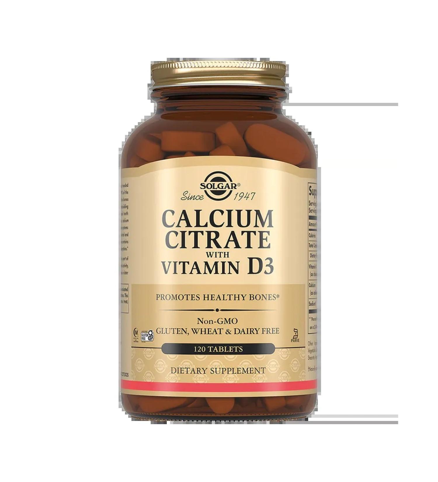 SOLGAR Calcium citrate with vitamin D3 120 pcs - Buy Online on GoSupps.com