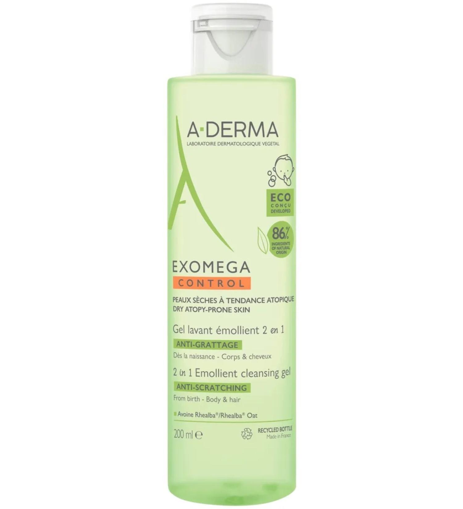 ADERMA Exomega Control Gel 2B1 for Body and Hair 200 ml - Buy Online on GoSupps.com