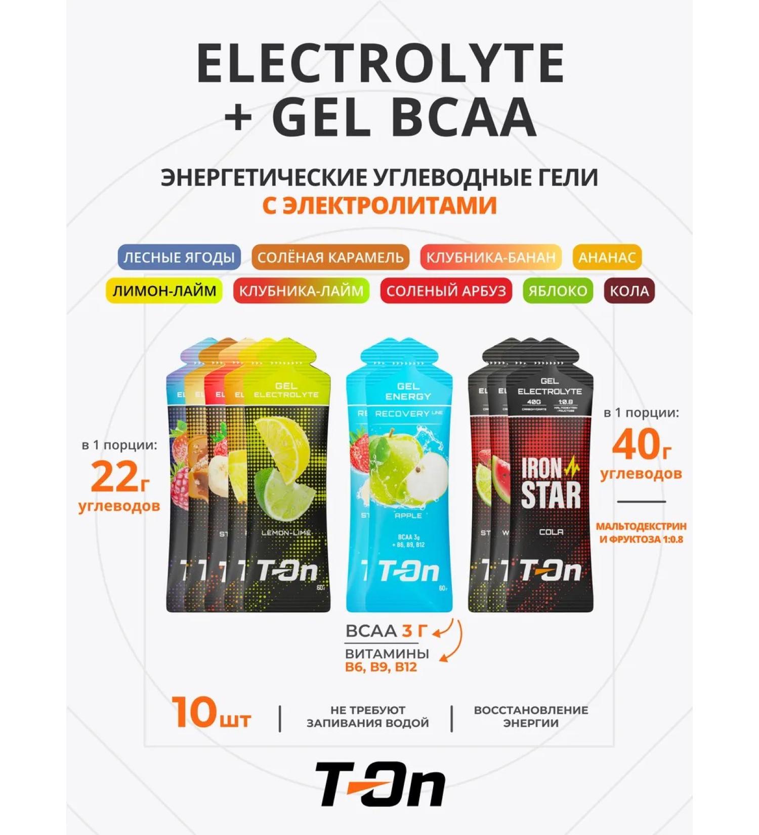 T-On Energy gel with electrolytes for running mix 10 pcs - Buy Online on GoSupps.com