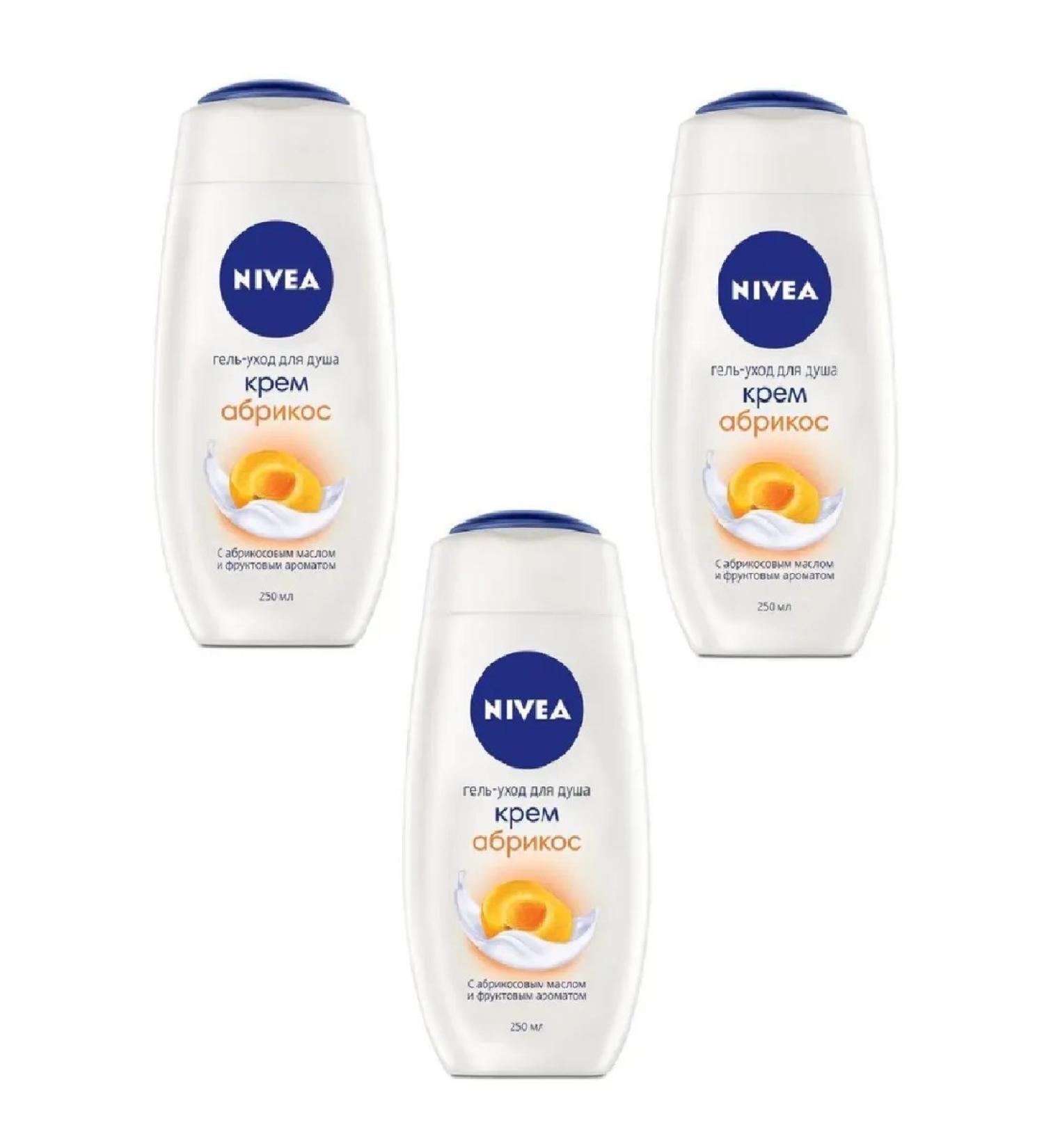 NIVEA Gel-car cream for shower milk apricot 250ml 3 pcs - Buy Online on GoSupps.com