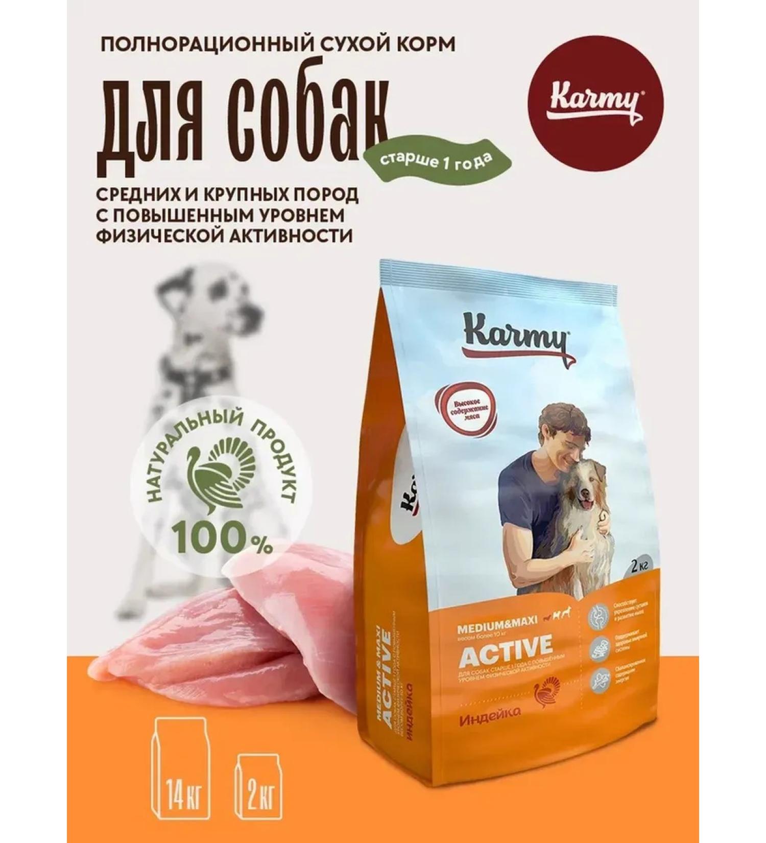 KARMY Dog food dry Active Medium & Maxi turkey 2 kg - Buy Online on GoSupps.com