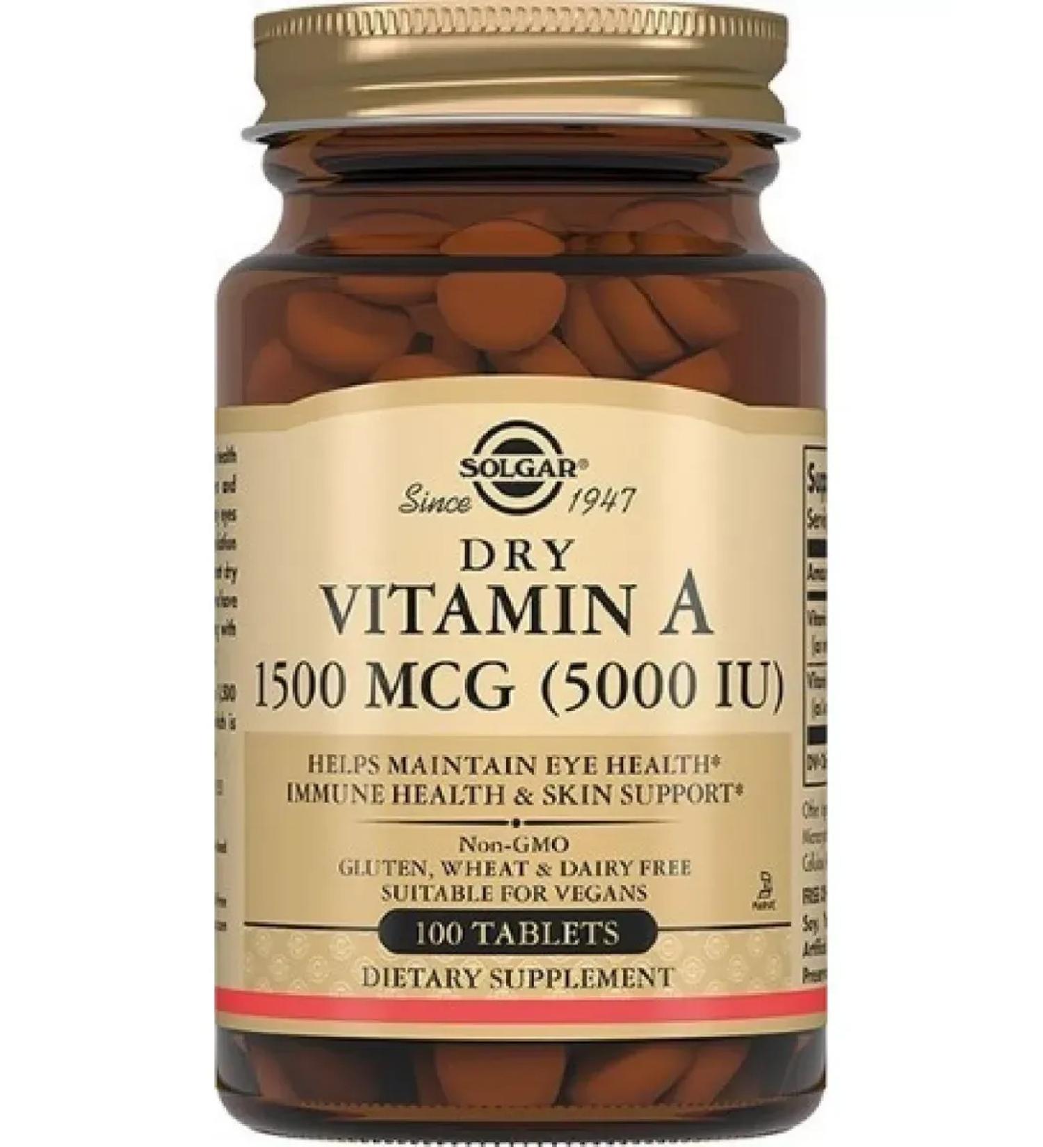 Solgar dry vitamin A 1500 g (5000 IU) 100 pcs table-2 pcs