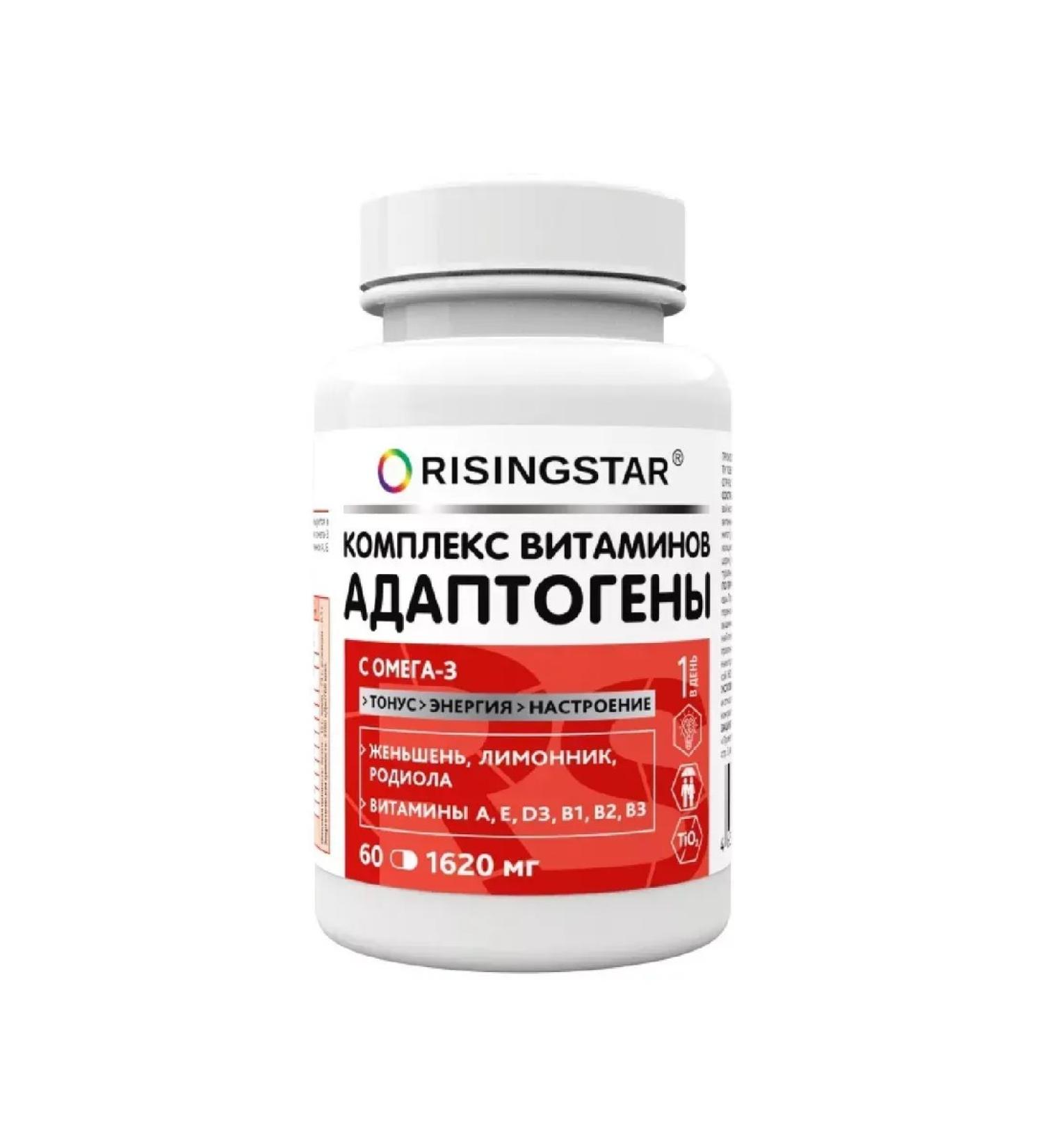 RISINGSTAR A complex of vitamins and adaptogens with omega-3 60 caps. 2 pcs - Buy Online on GoSupps.com