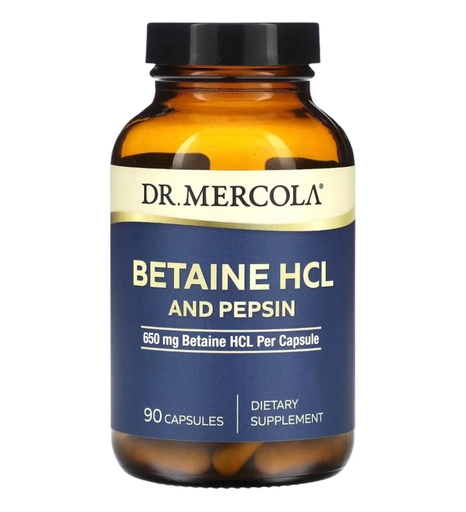 Dr Mercola Betain hydrochloride and pepsin 650 mg 90 capsules