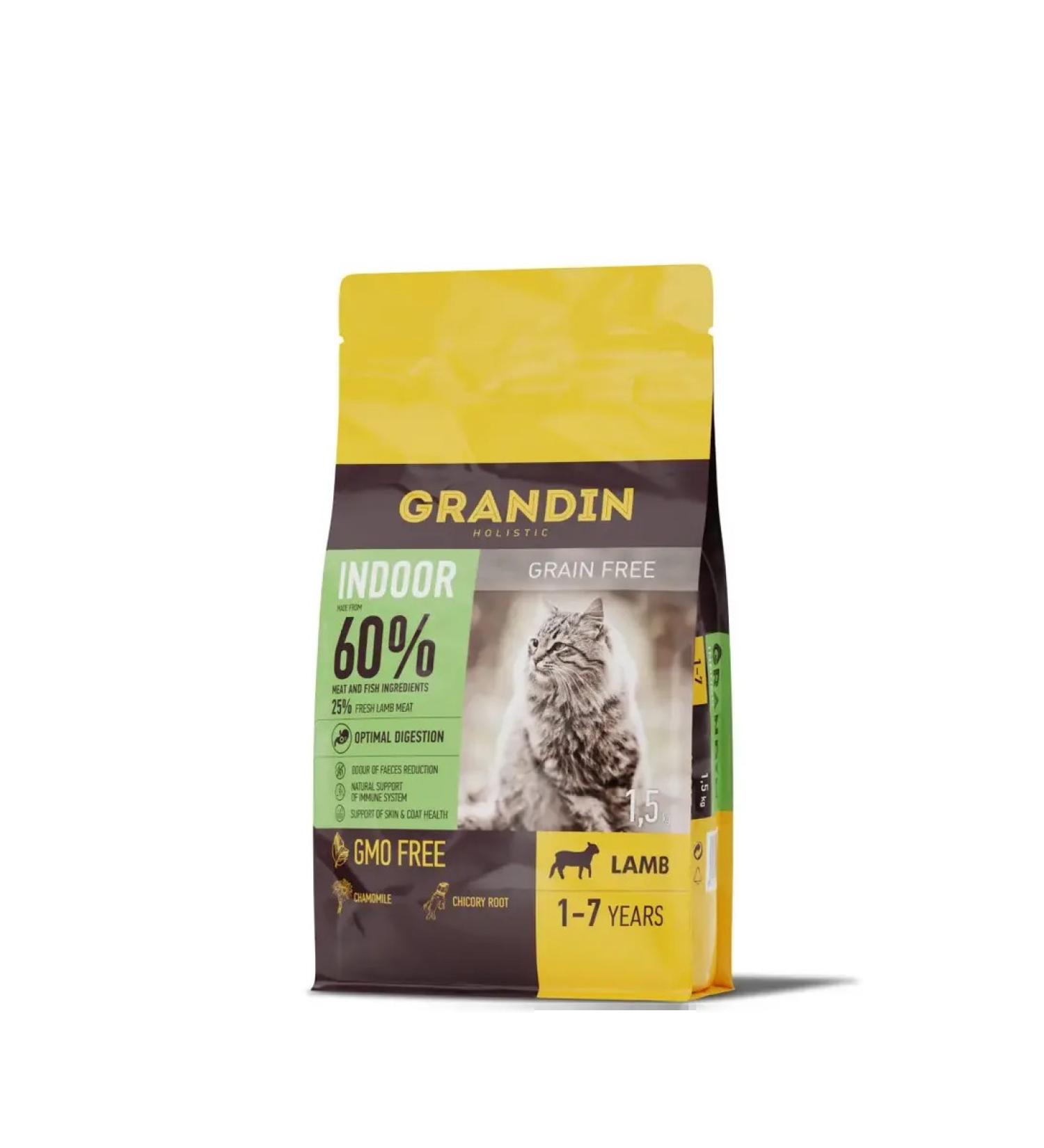 Grandin Indoor food for cats with lamb 1.5 kg - Buy Online on GoSupps.com