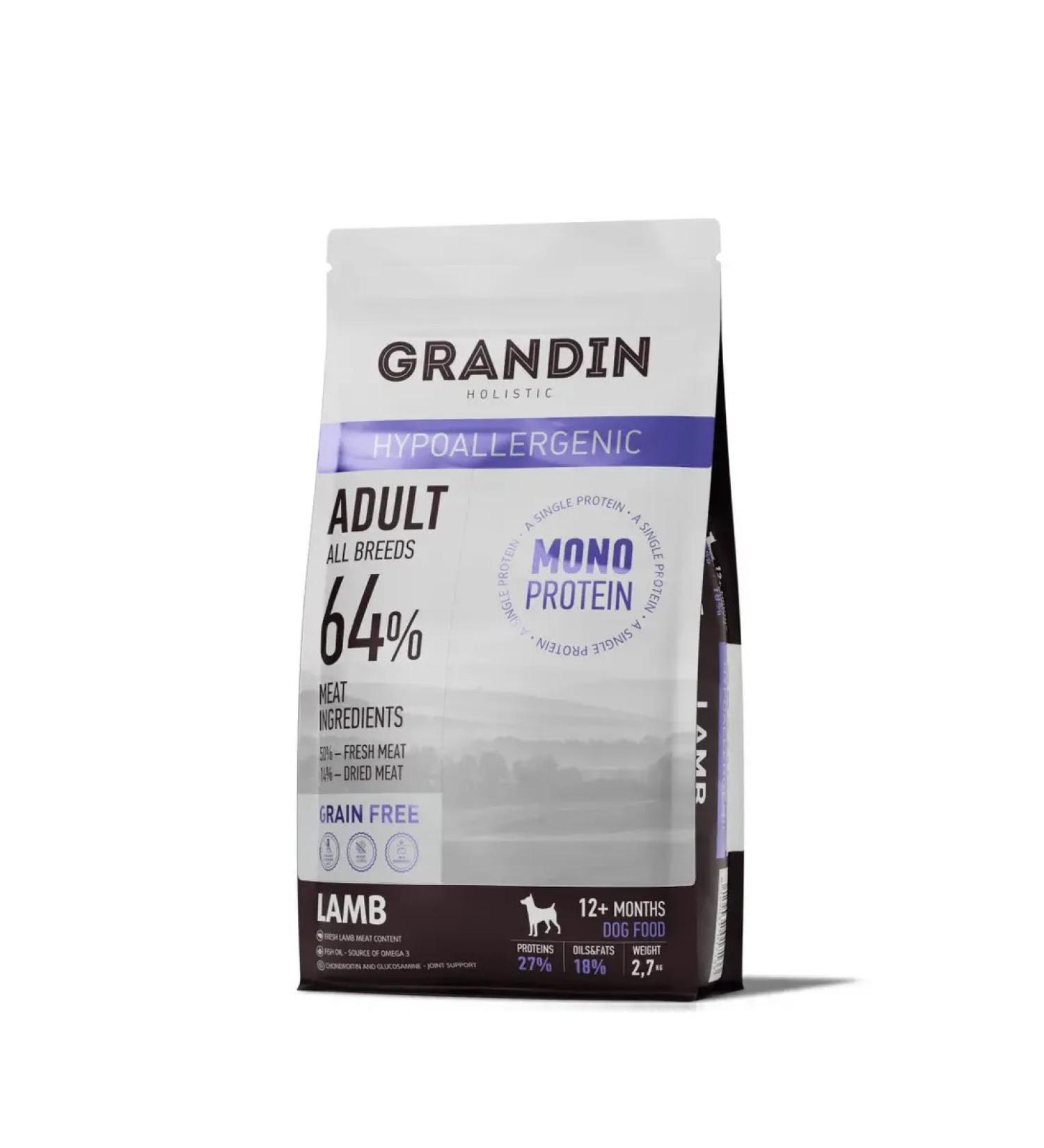 Grandin Hypoallergenic for dogs of all breeds lamb 2.7 kg - Buy Online on GoSupps.com