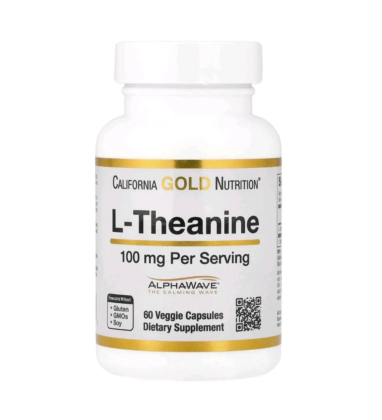 California Gold Nutrition L-theanine for relaxation 100 mg 60 capsules - Buy Online on GoSupps.com