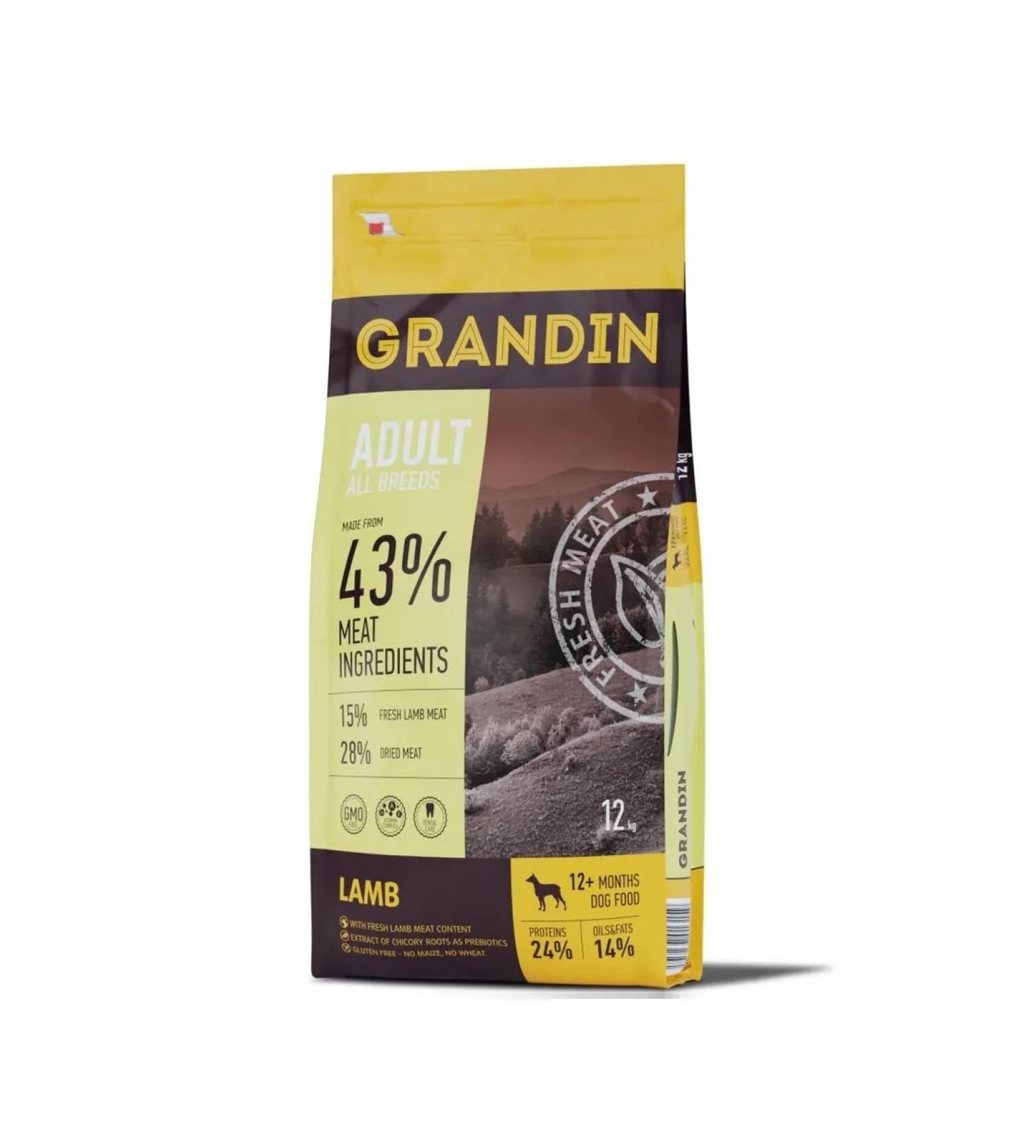 Grandin Feed for dogs of all breeds with lamb 12 kg - Buy Online on GoSupps.com
