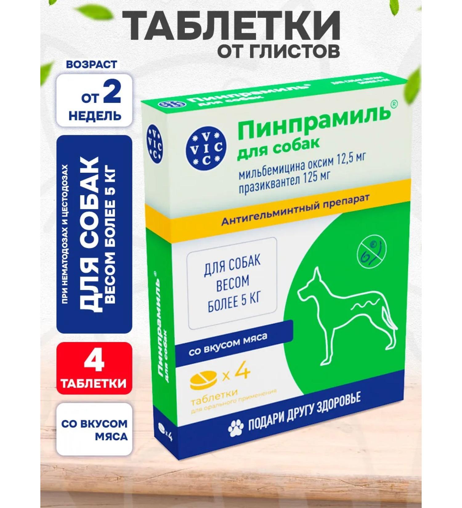 VIC PINPRAMIL 12.5 125 mg from worms of dogs weighing 5 kg 4 tons - Buy Online on GoSupps.com