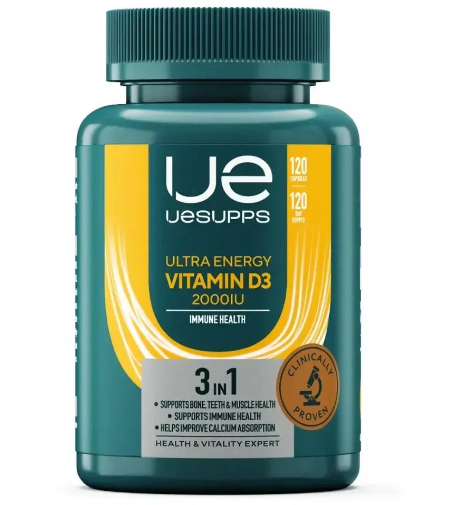 UESUPPS Vitamin D3 2000Mom Ultra Energy caps. No. 120 - Buy Online on GoSupps.com