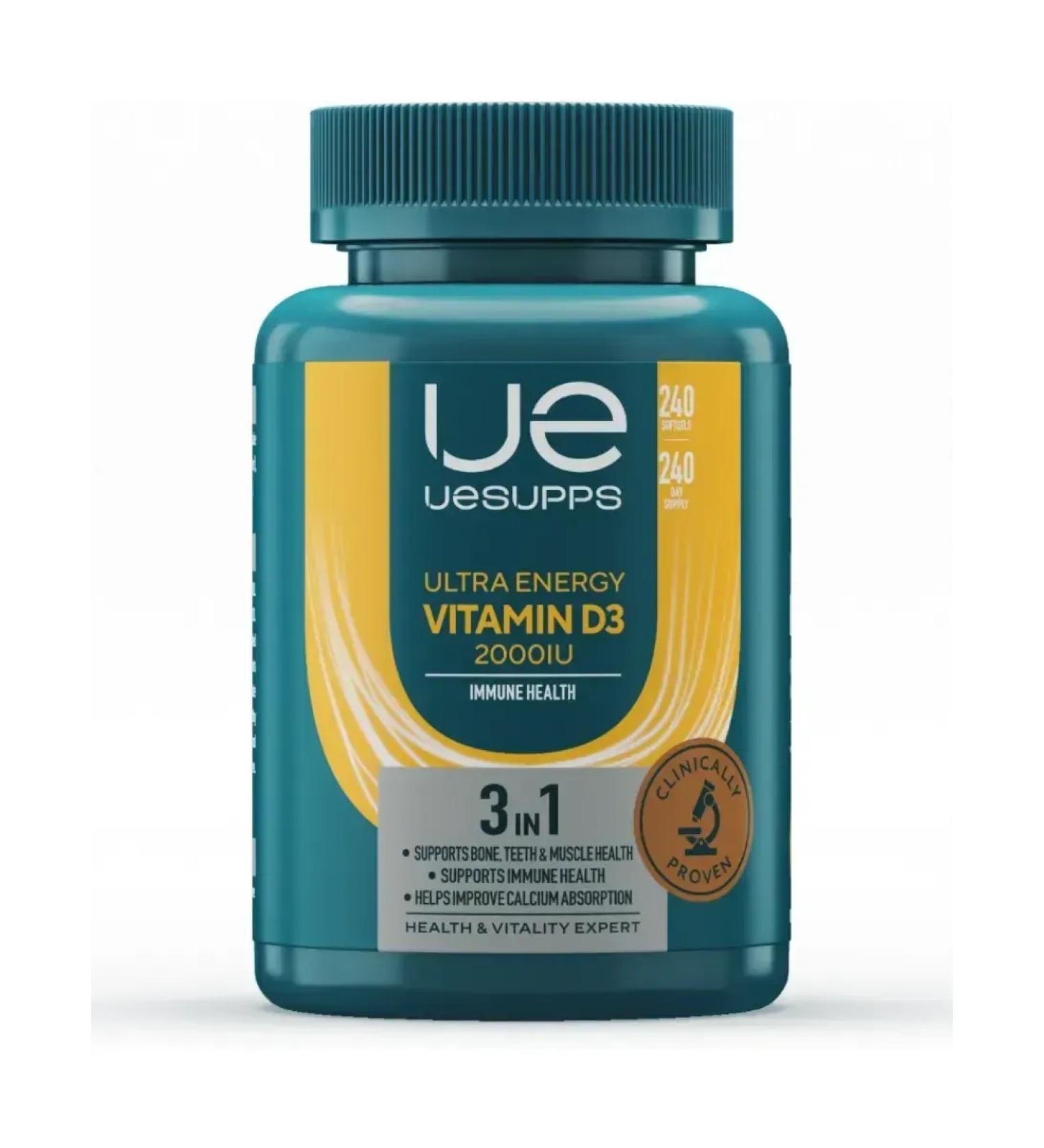 UESUPPS Vitamind3 2000MA Ultra Energi caps. No. 240 - Buy Online on GoSupps.com
