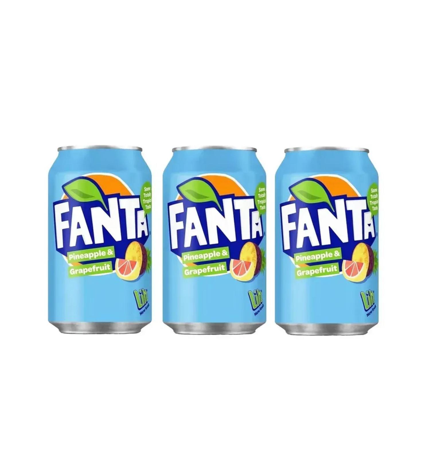 Fanta Carbonated drink pineapple and grapefruit 3 pcs x 330 ml - Buy Online on GoSupps.com