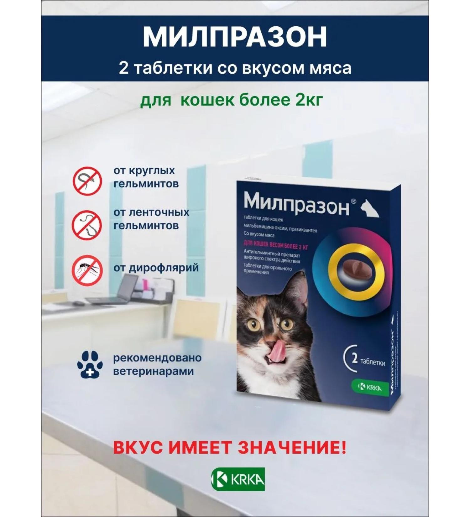 KRKA Milprazon 16 mg deworming tablets for cats over 2 kg (2 lbs)