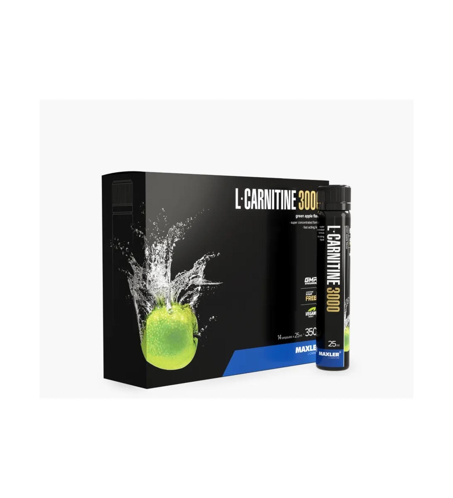 maxler L-Carnitine 14 ampoules (3000 mg) Green apple - Buy Online on GoSupps.com