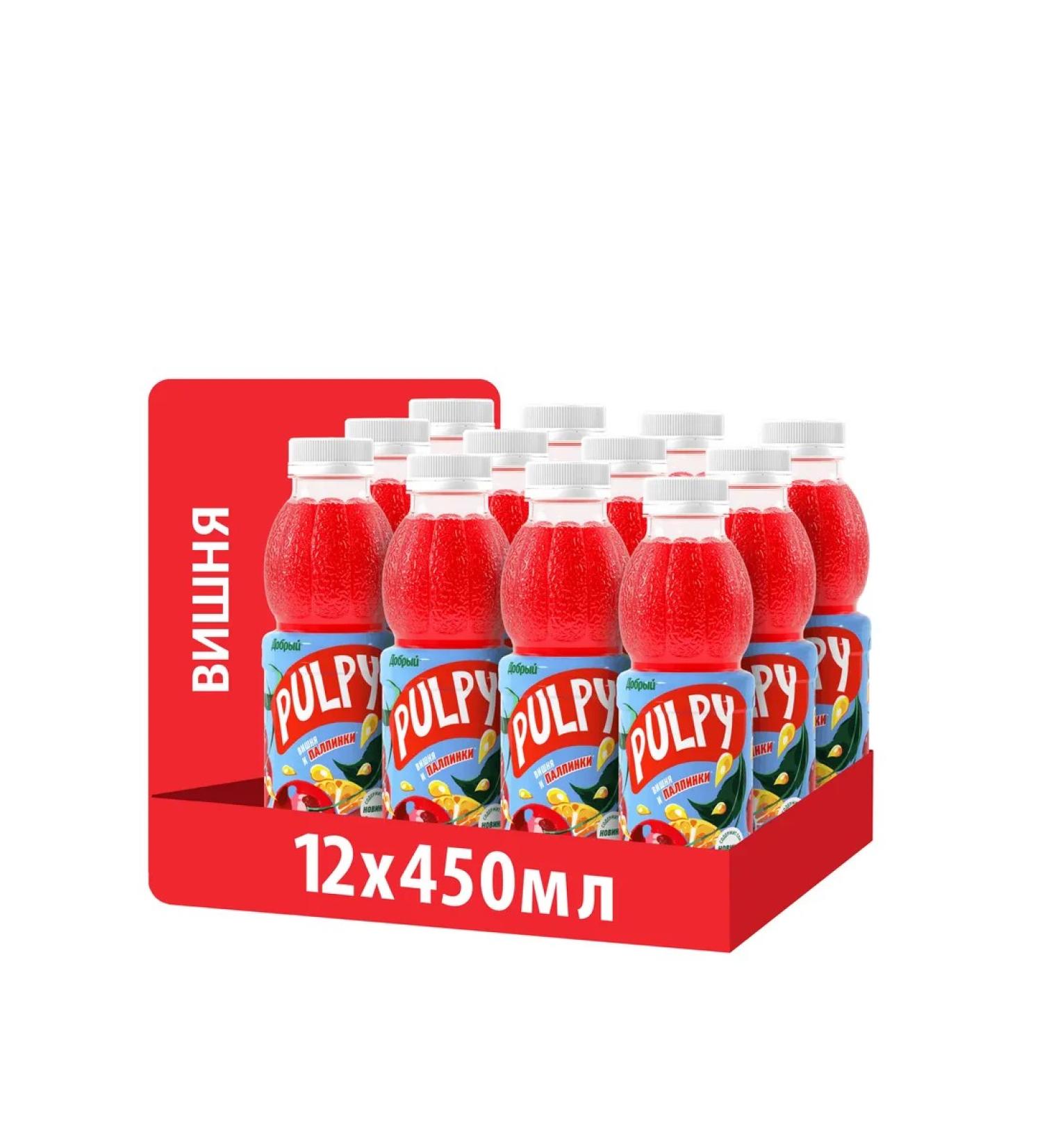 PULPY Drink Sokom -containing cherries 450ml x 12 - Buy Online on GoSupps.com