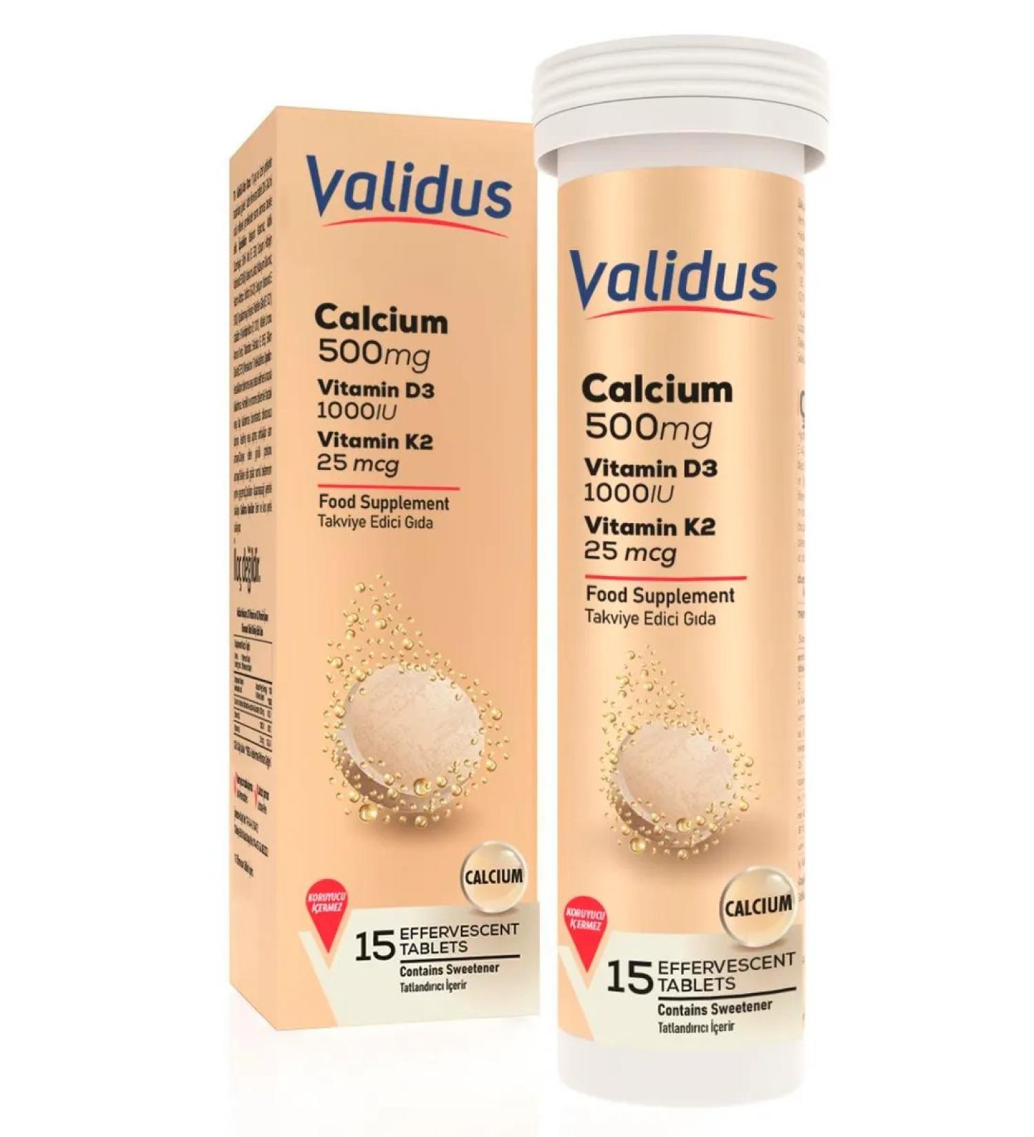 Validus Calcium + vitamin D3 + K2 sparkling tablets 15 pcs - Buy Online on GoSupps.com