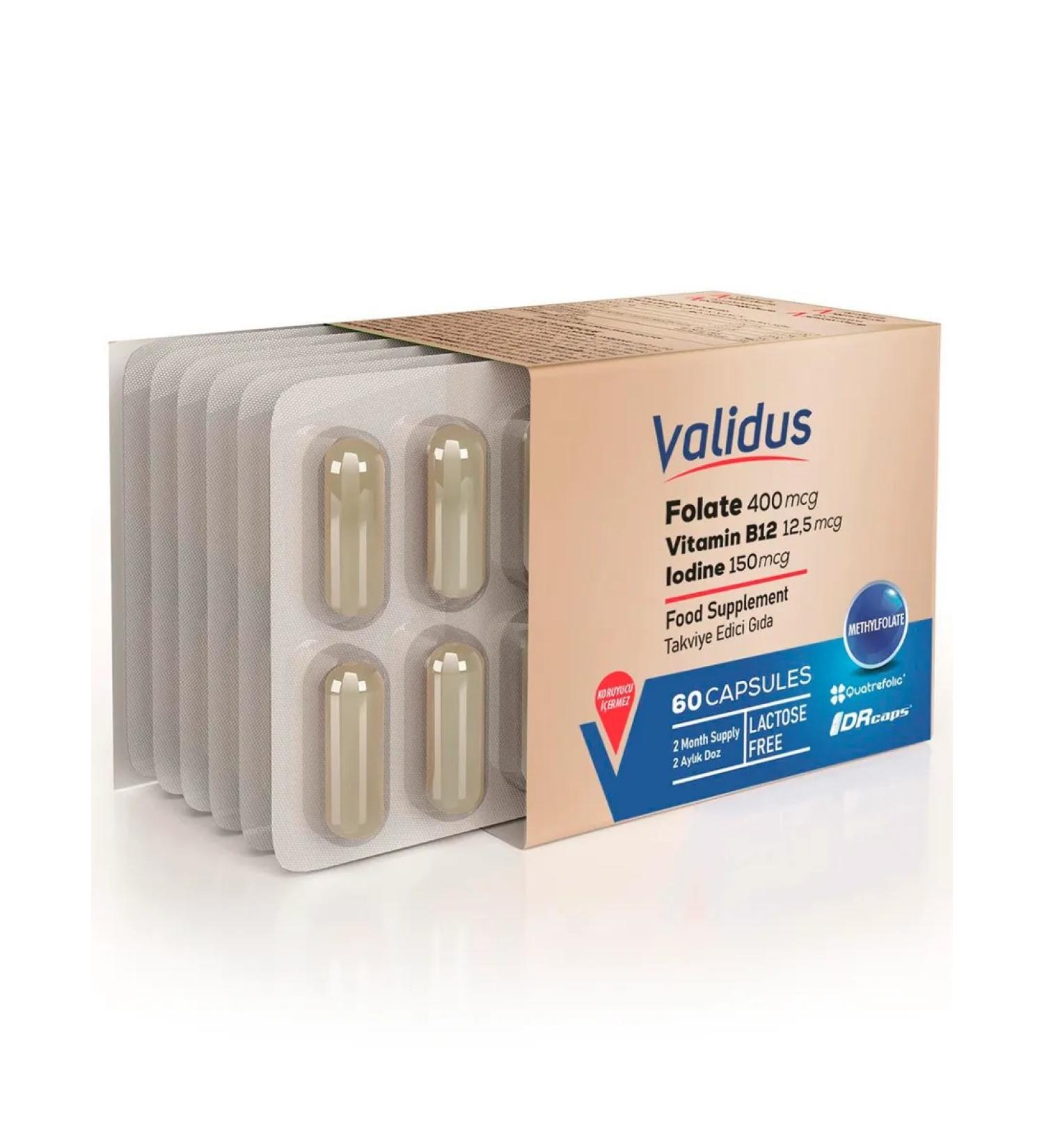 Validus Fulat+vitamin+iodine complex for women's health 60 capsules - Buy Online on GoSupps.com