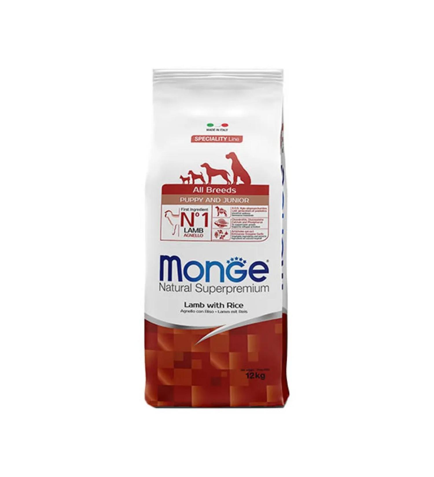 MONGE Dry food for puppies of all breeds of lambs rice potatoes 12kg - Buy Online on GoSupps.com