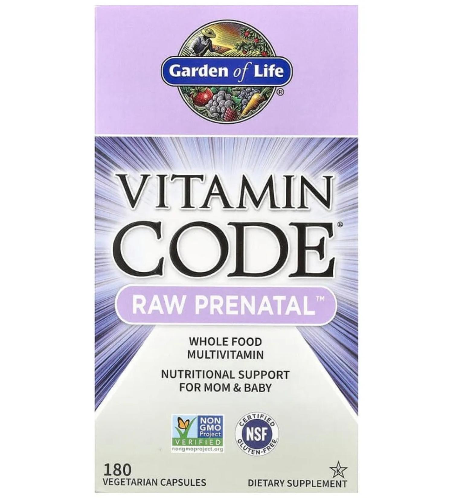 Garden of Life Vitamin Code Raw prenatal 180 vegetarian capsules - Buy Online on GoSupps.com