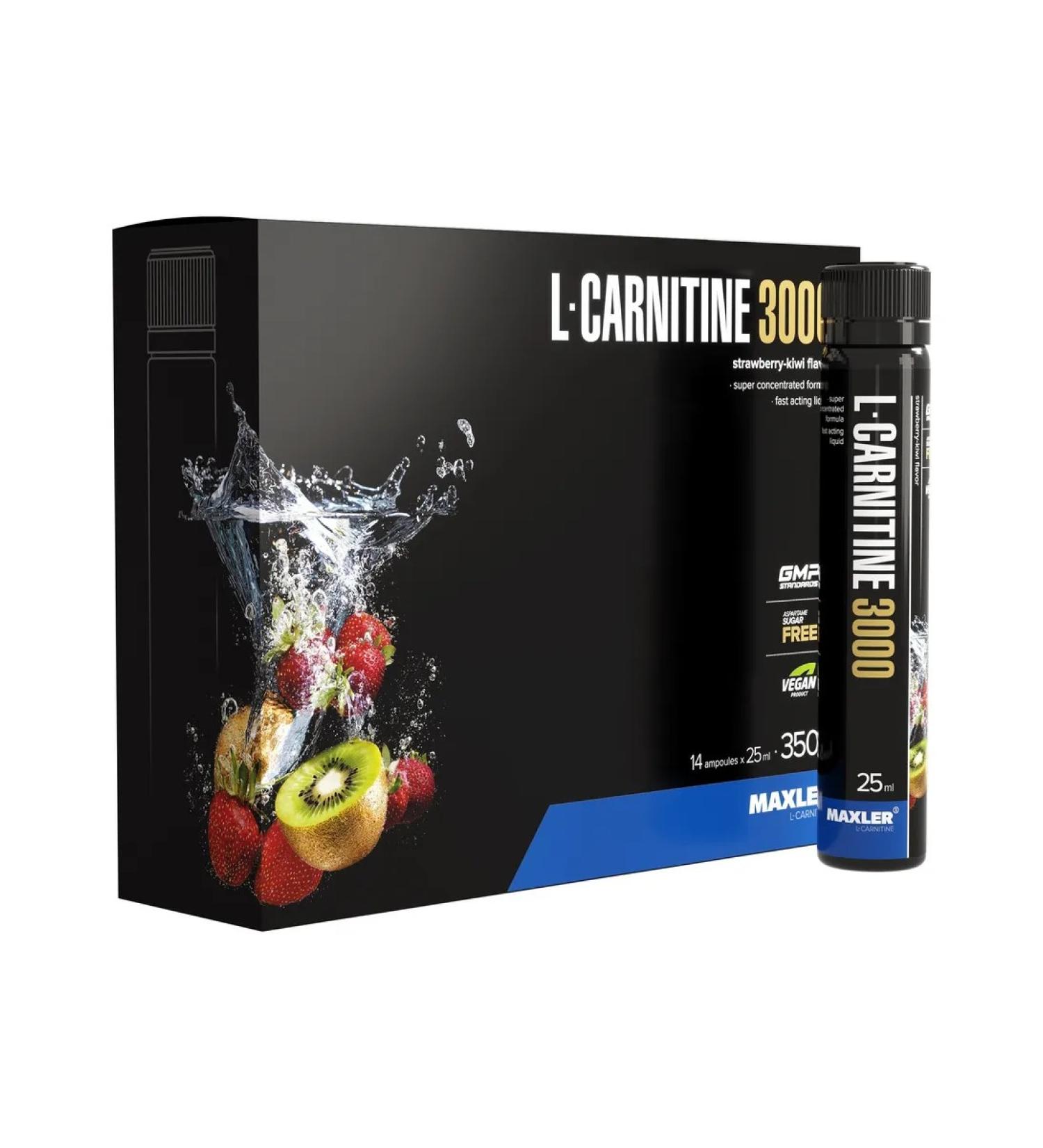 maxler L-carnitine L-Carnitine 3000-14 ampoules 25 ml of strawberry-kivi - Buy Online on GoSupps.com