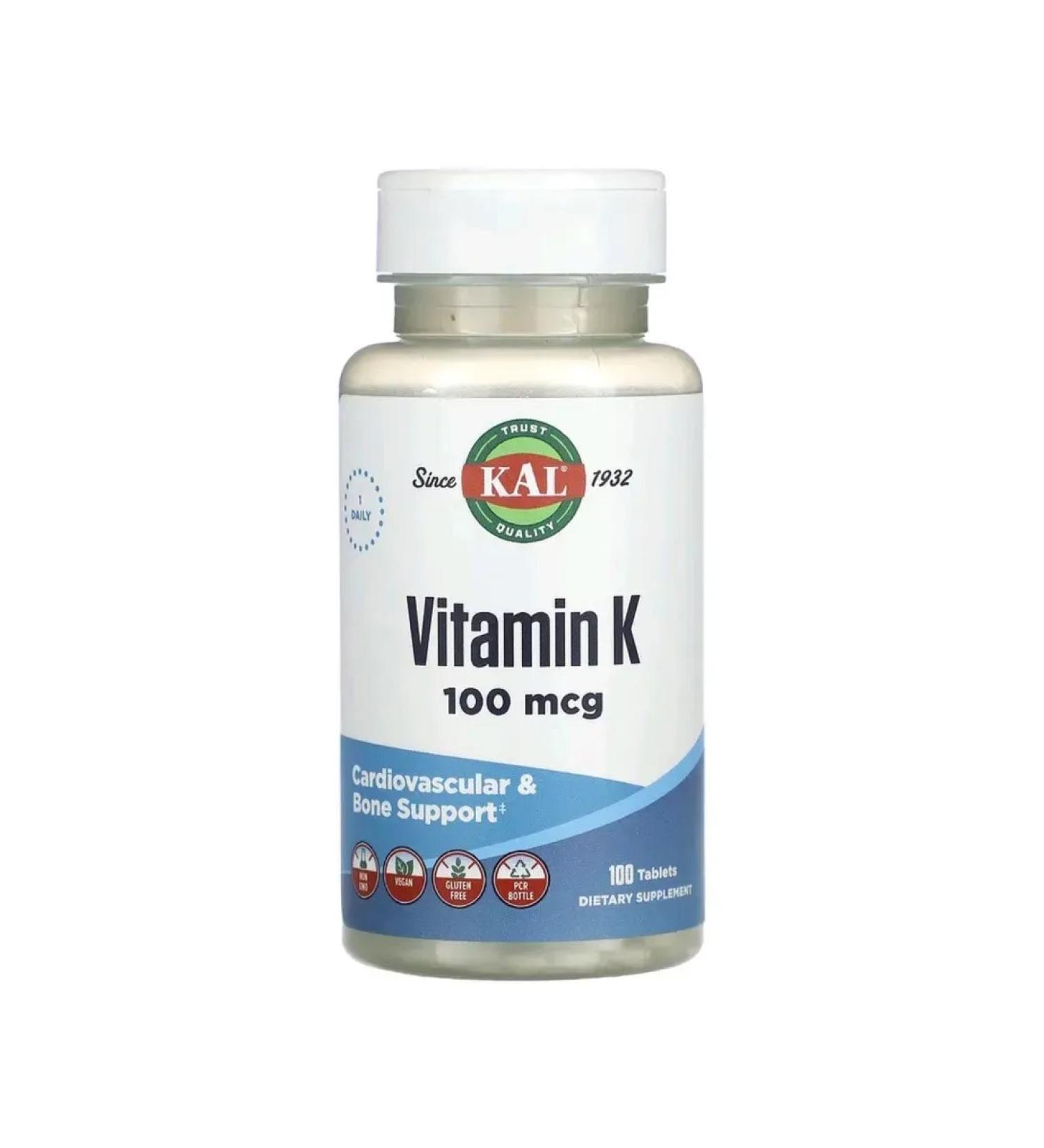 KAL Vitamin K 100 g 100 tablets for bones and joints