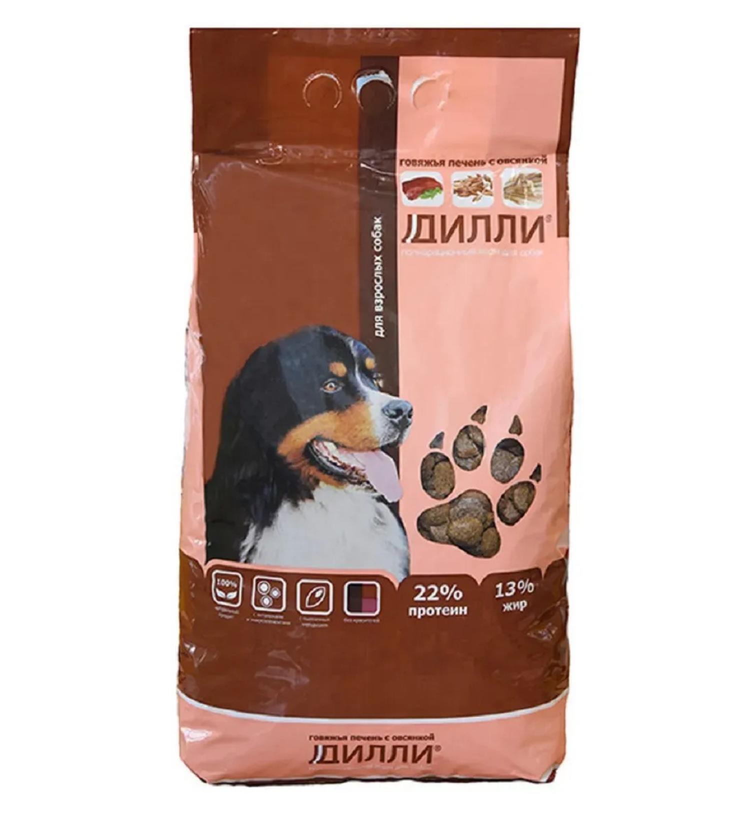 DILLY Dry food for dogs of beef liver with oatmeal - 14 kg