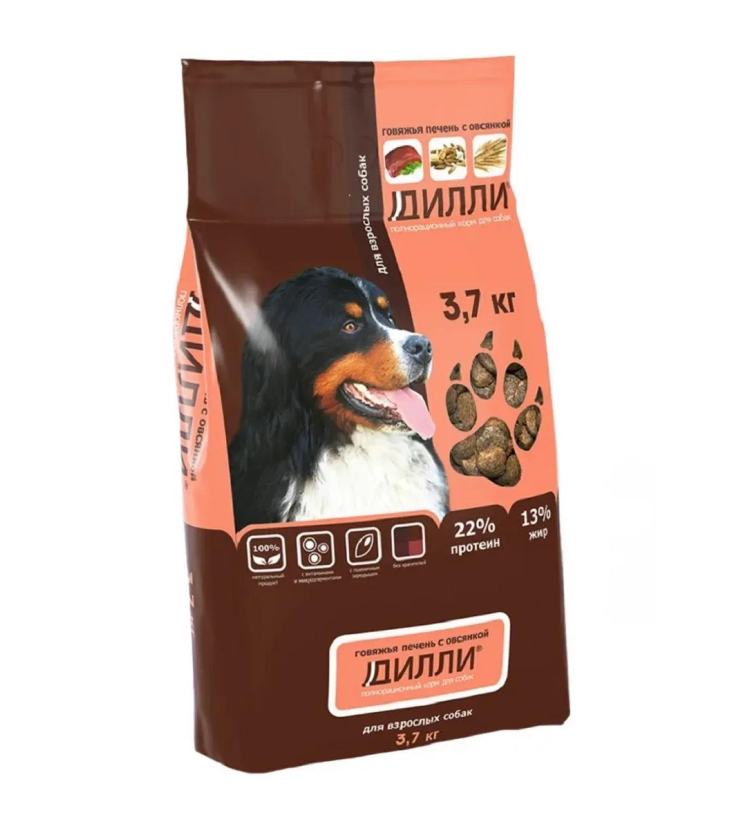 DILLY Dry food for adult dogs beef liver oatmeal 3.7 kg