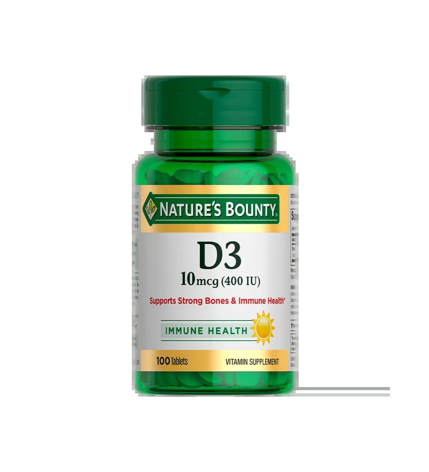 Nature's Bounty Vitamin D3 400 NU tablets weighing 250 mg 100 ...